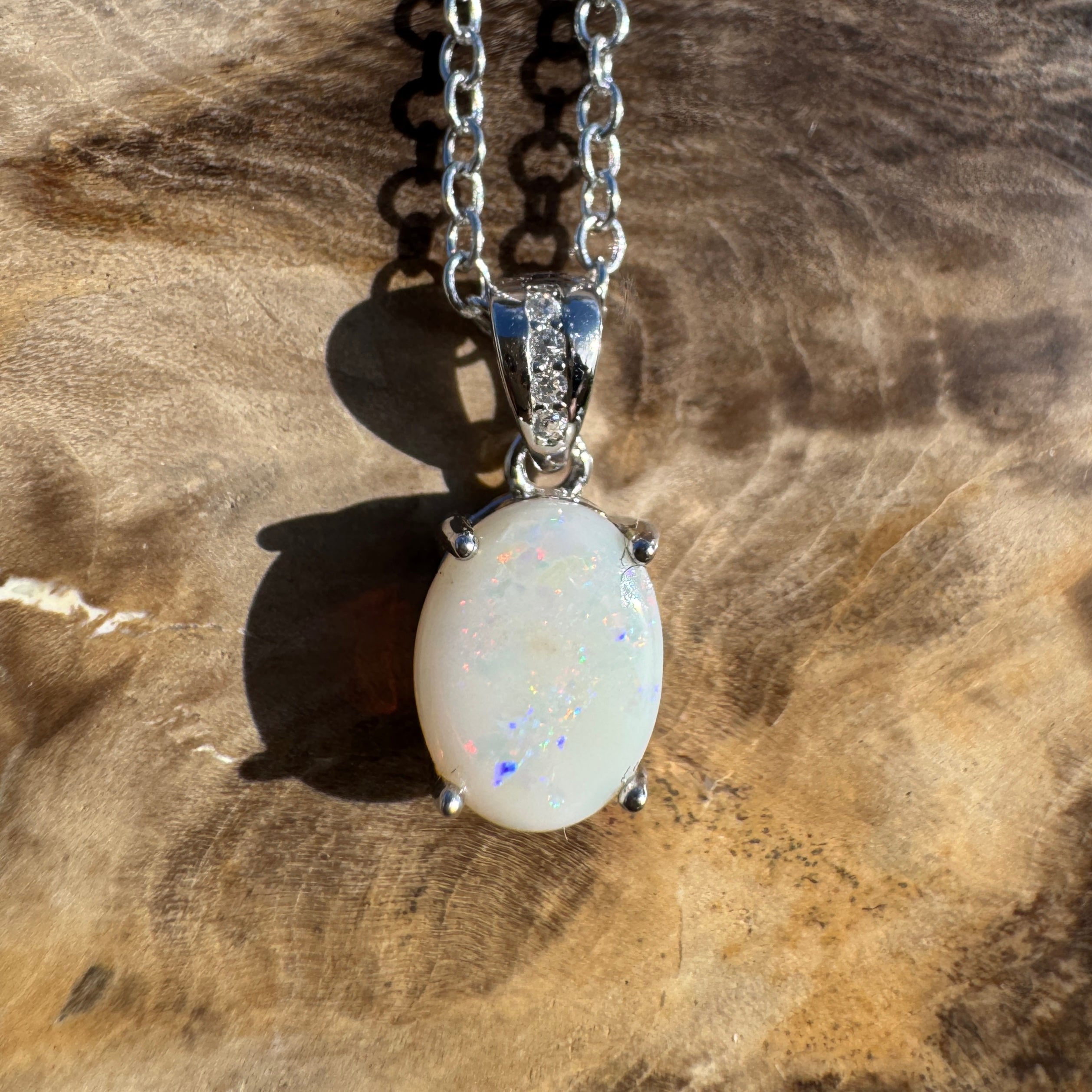 1.2ct Coober Pedy Opal Pendant Necklace ~ 'Jenolan Echo' | 925 Sterling Silver | Solid Australian Opal