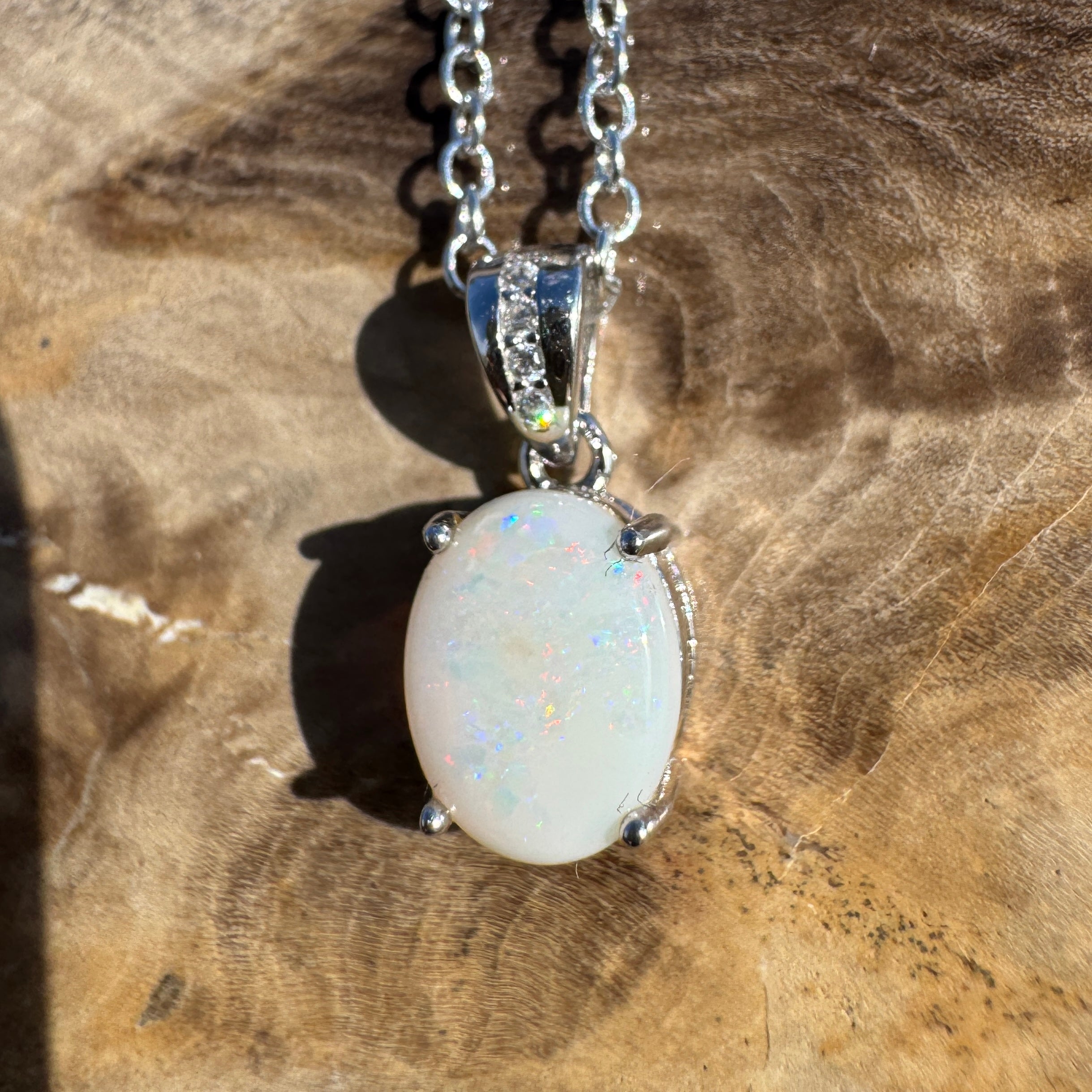 1.2ct Coober Pedy Opal Pendant Necklace ~ 'Jenolan Echo' | 925 Sterling Silver | Solid Australian Opal