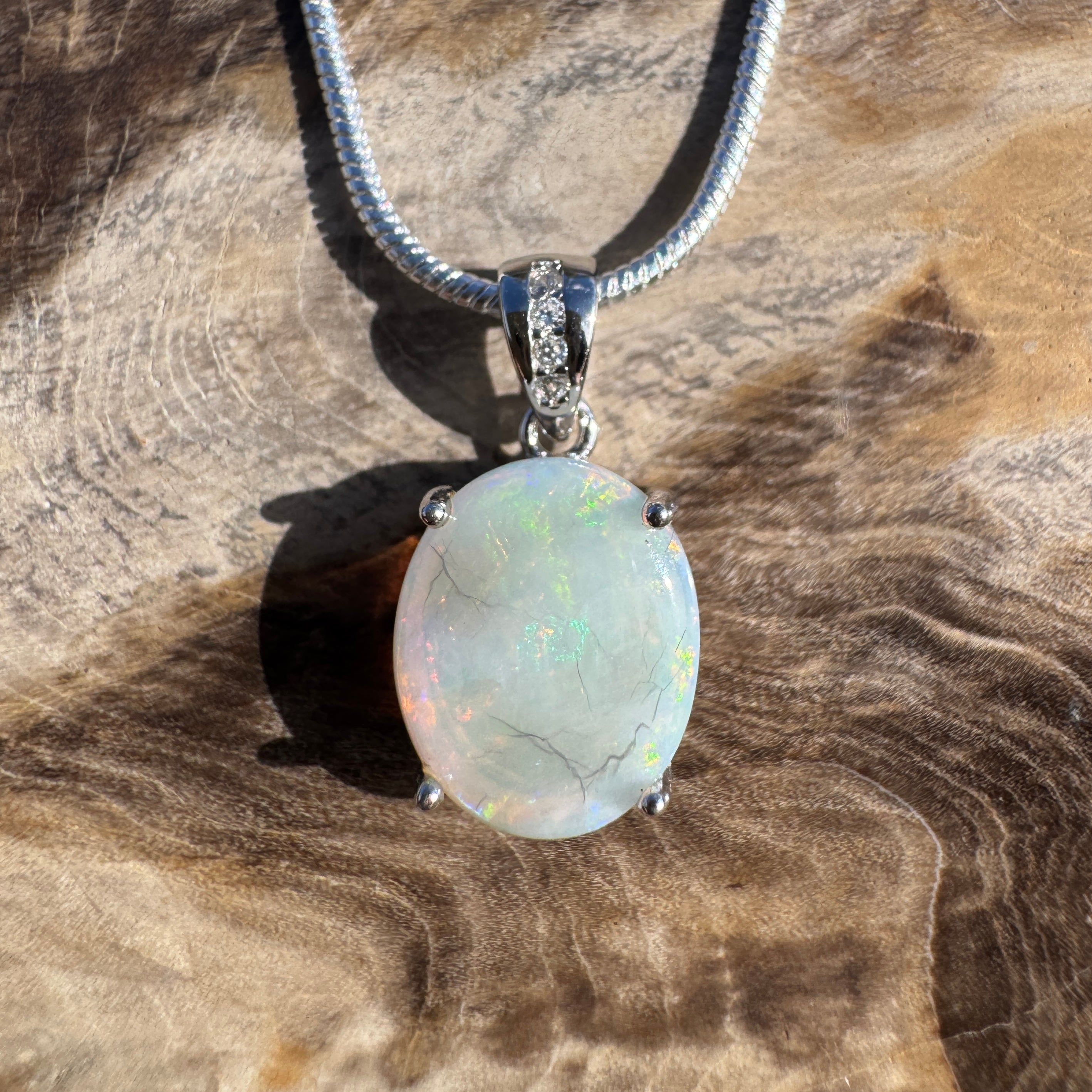 1.3ct Coober Pedy Opal Pendant Necklace ~ 'Noosa Nightfall' | 925 Sterling Silver | Solid Australian Opal