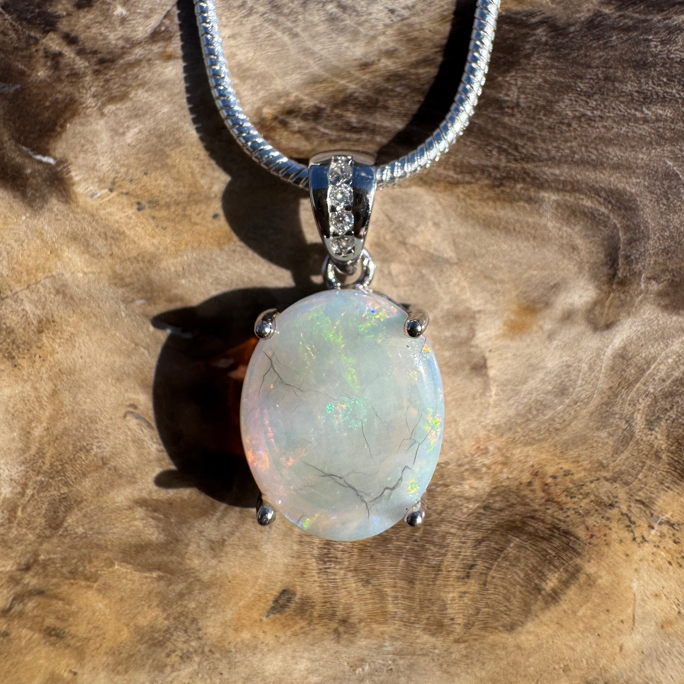 1.3ct Coober Pedy Opal Pendant Necklace ~ 'Noosa Nightfall' | 925 Sterling Silver | Solid Australian Opal