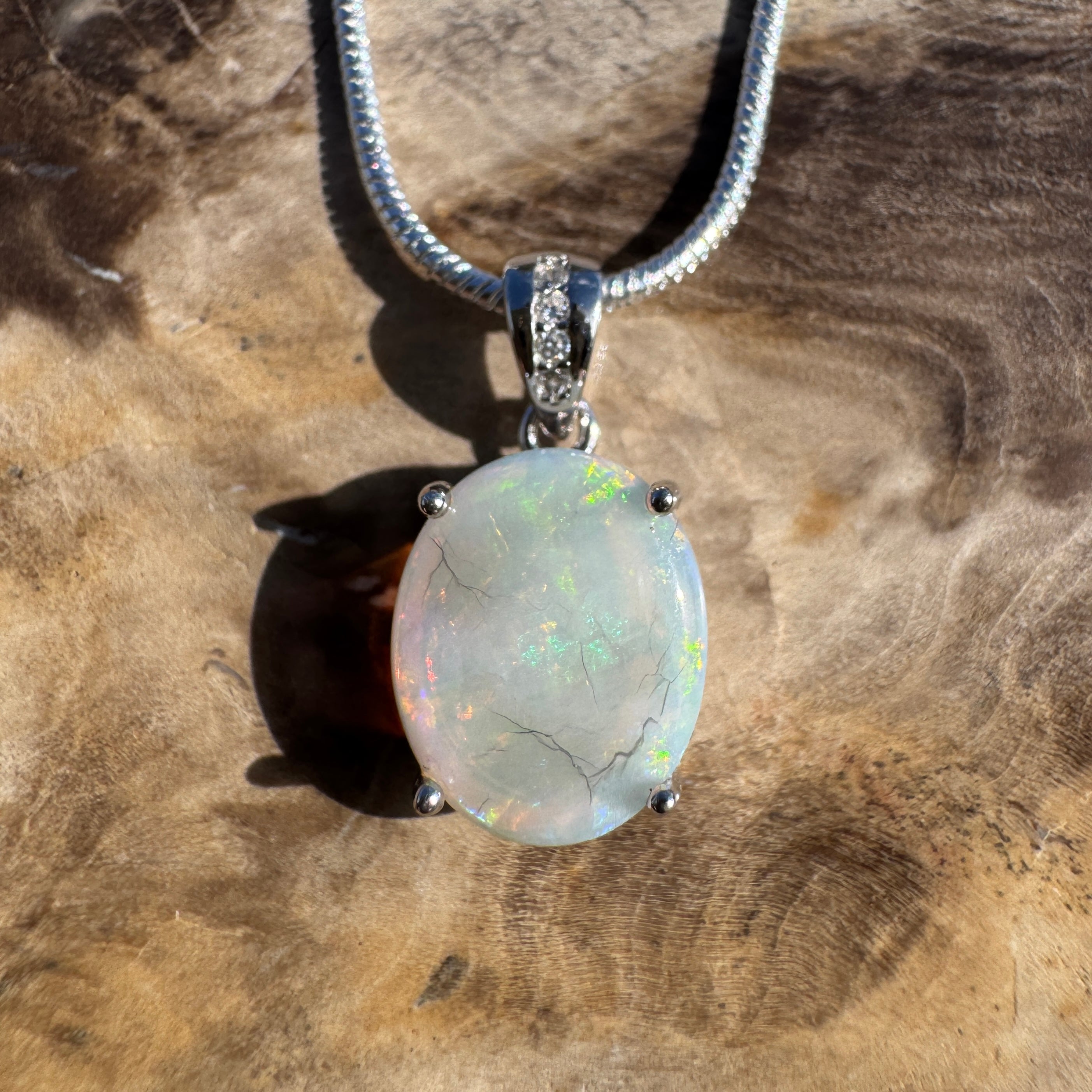 1.3ct Coober Pedy Opal Pendant Necklace ~ 'Noosa Nightfall' | 925 Sterling Silver | Solid Australian Opal