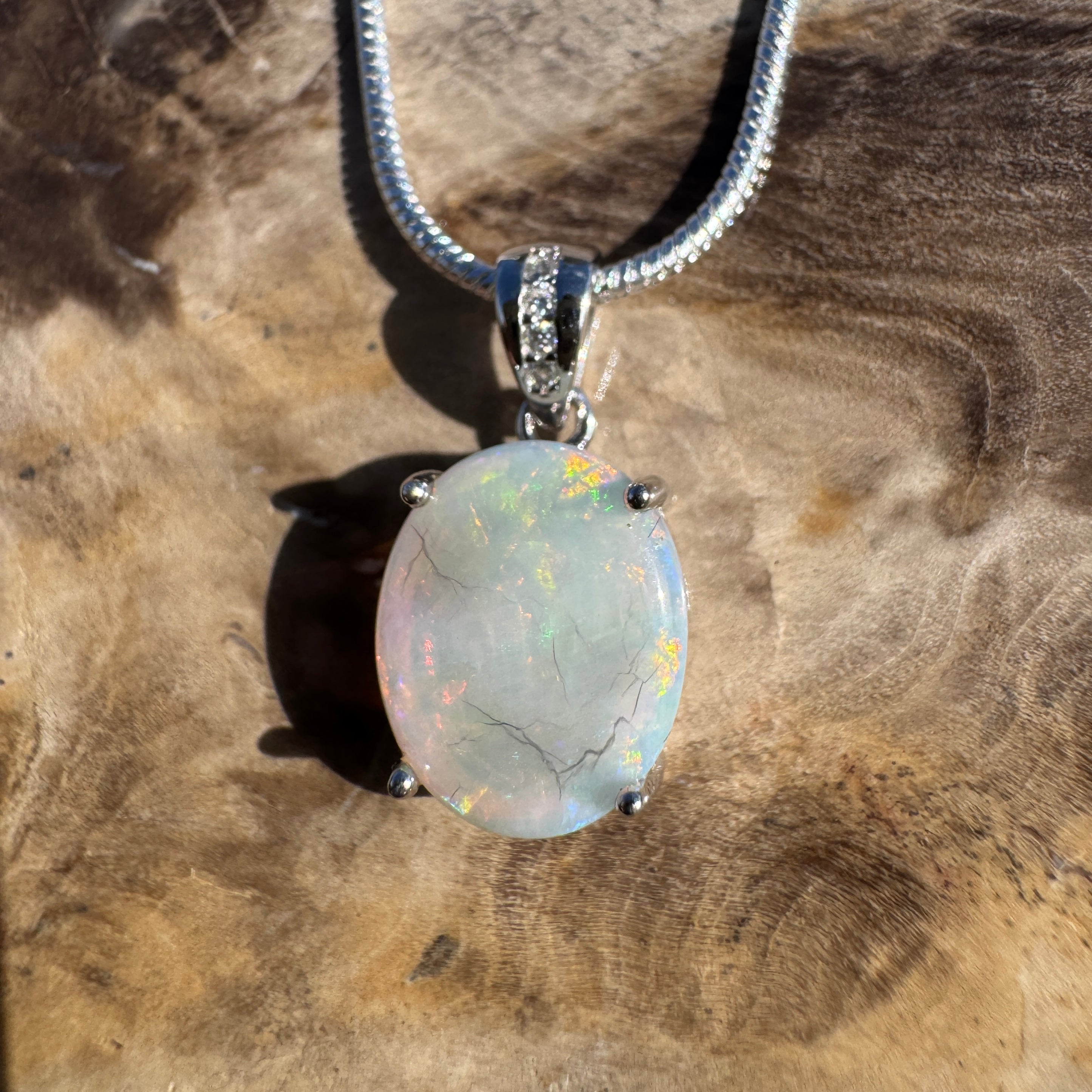 1.3ct Coober Pedy Opal Pendant Necklace ~ 'Noosa Nightfall' | 925 Sterling Silver | Solid Australian Opal