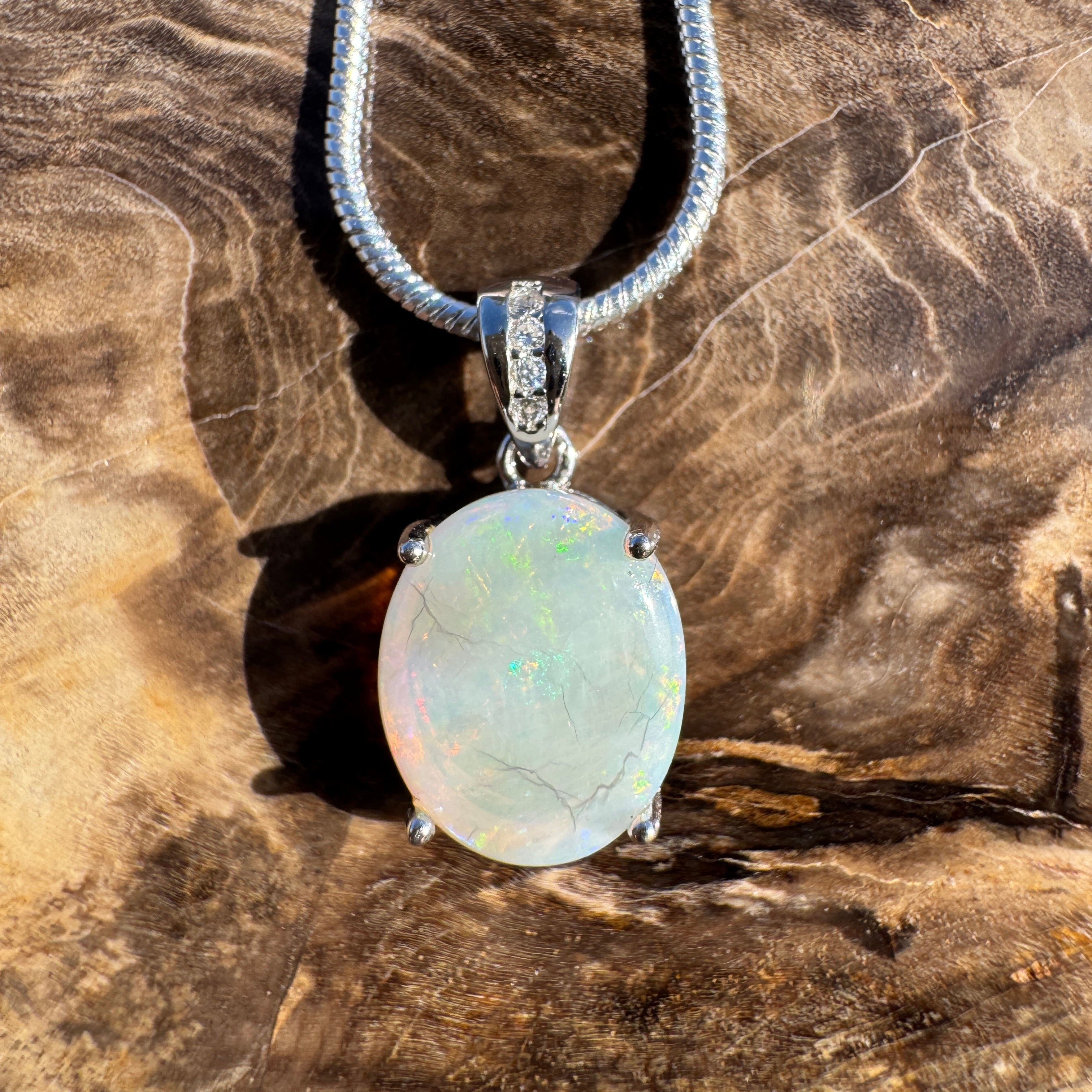 1.3ct Coober Pedy Opal Pendant Necklace ~ 'Noosa Nightfall' | 925 Sterling Silver | Solid Australian Opal