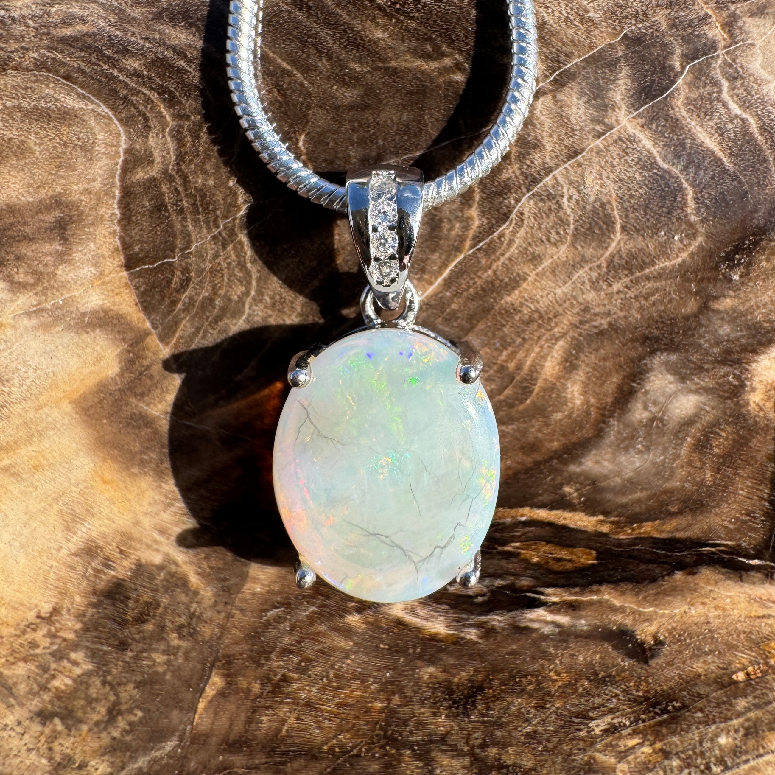 1.3ct Coober Pedy Opal Pendant Necklace ~ 'Noosa Nightfall' | 925 Sterling Silver | Solid Australian Opal