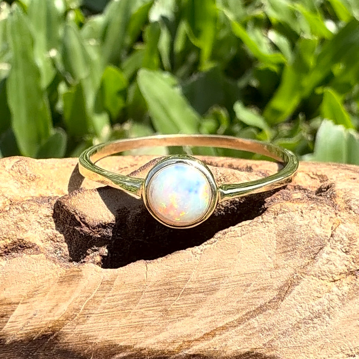 0.5ct Lightning Ridge Crystal Opal Ring ~ 'Freycinet Spectrum' | 9ct Yellow Gold | Solid Australian Opal