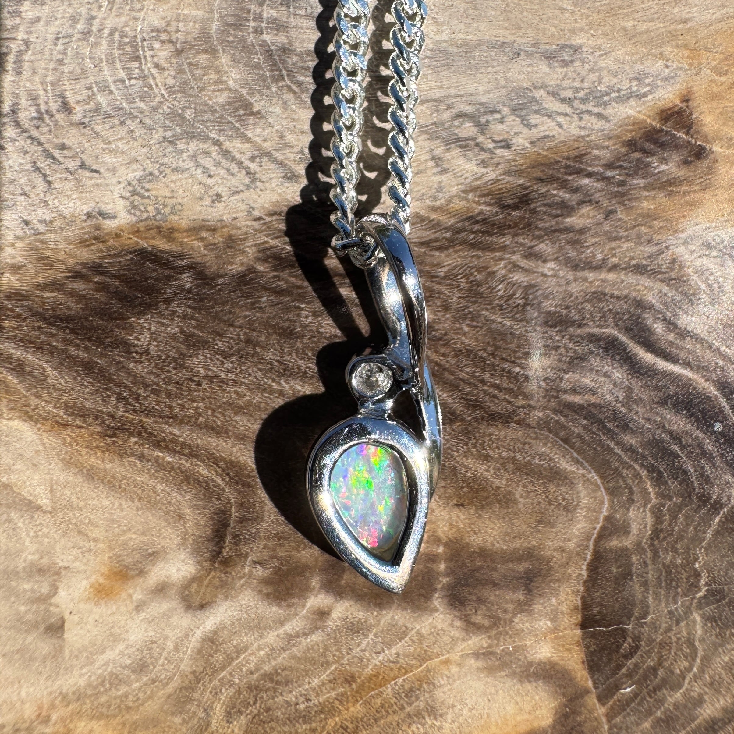 0.3ct Coober Pedy Opal Pendant Necklace ~ 'Rainbow Beach Spectrum' | 925 Sterling Silver | Solid Australian Opal