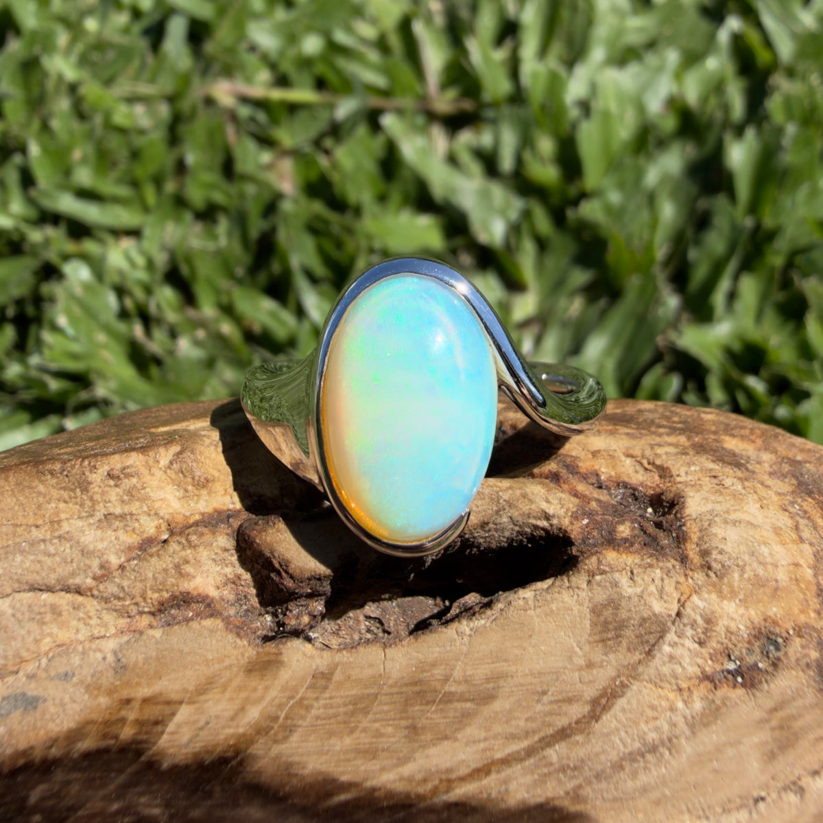 3.9ct Coober Pedy Opal Ring ~ 'Grampians Sky' | 925 Sterling Silver | Solid Australian Opal