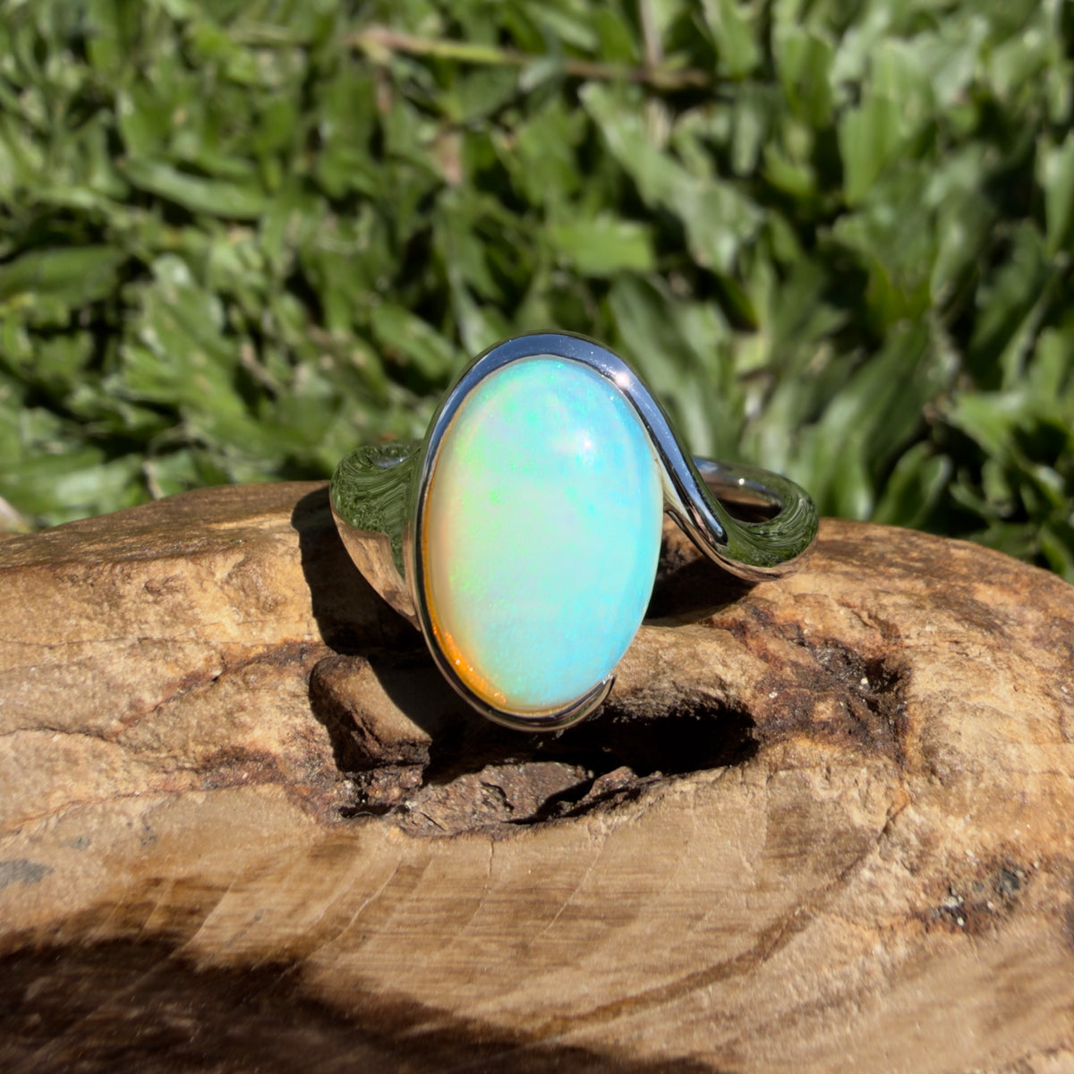 3.9ct Coober Pedy Opal Ring ~ 'Grampians Sky' | 925 Sterling Silver | Solid Australian Opal