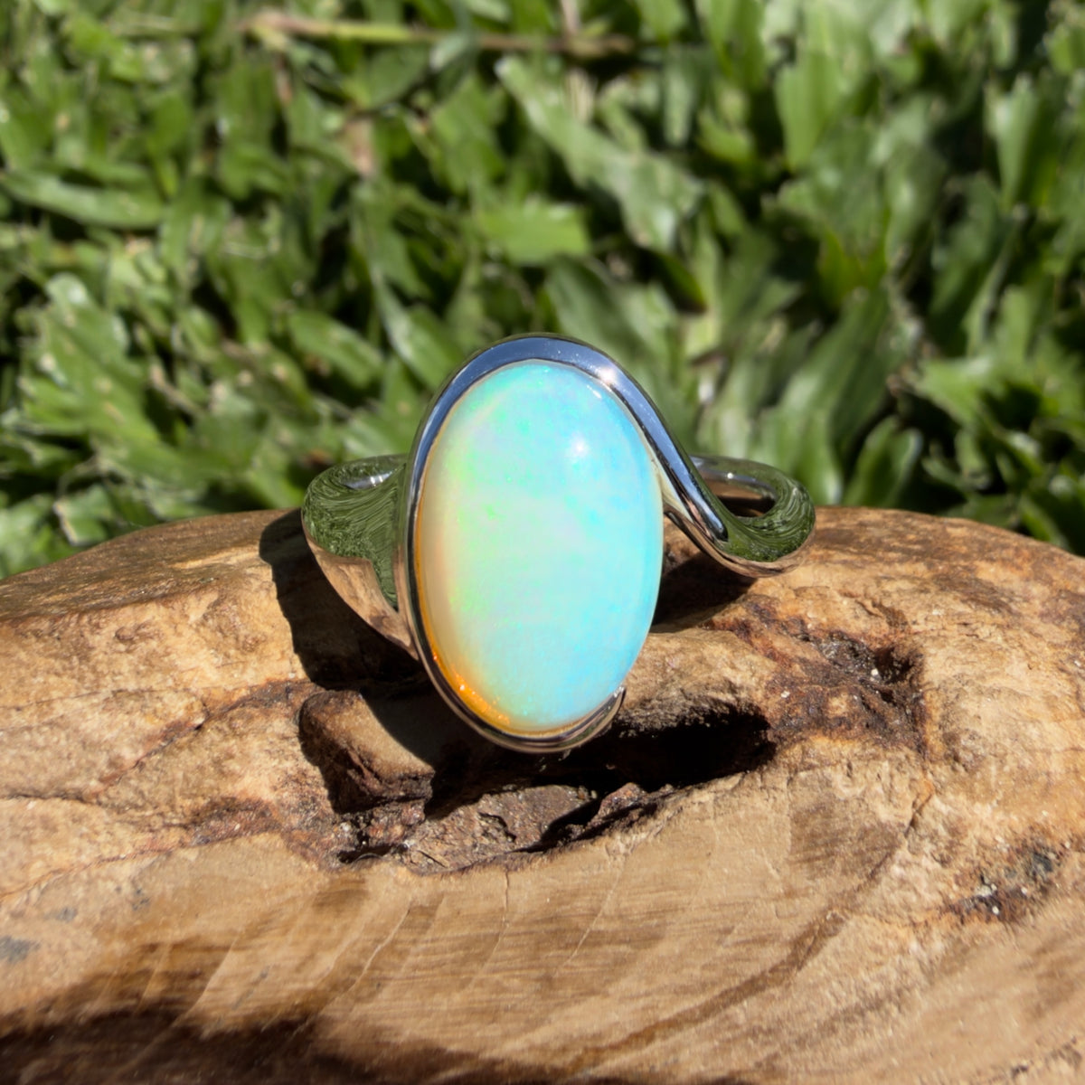 3.9ct Coober Pedy Opal Ring ~ 'Grampians Sky' | 925 Sterling Silver | Solid Australian Opal