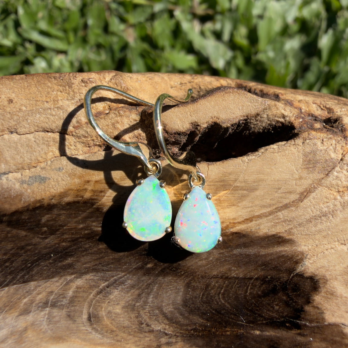 1.2ct Coober Pedy Opal Hook Earrings ~ 'Hill End Drops' | 9ct Yellow Gold | Solid Australian Opal