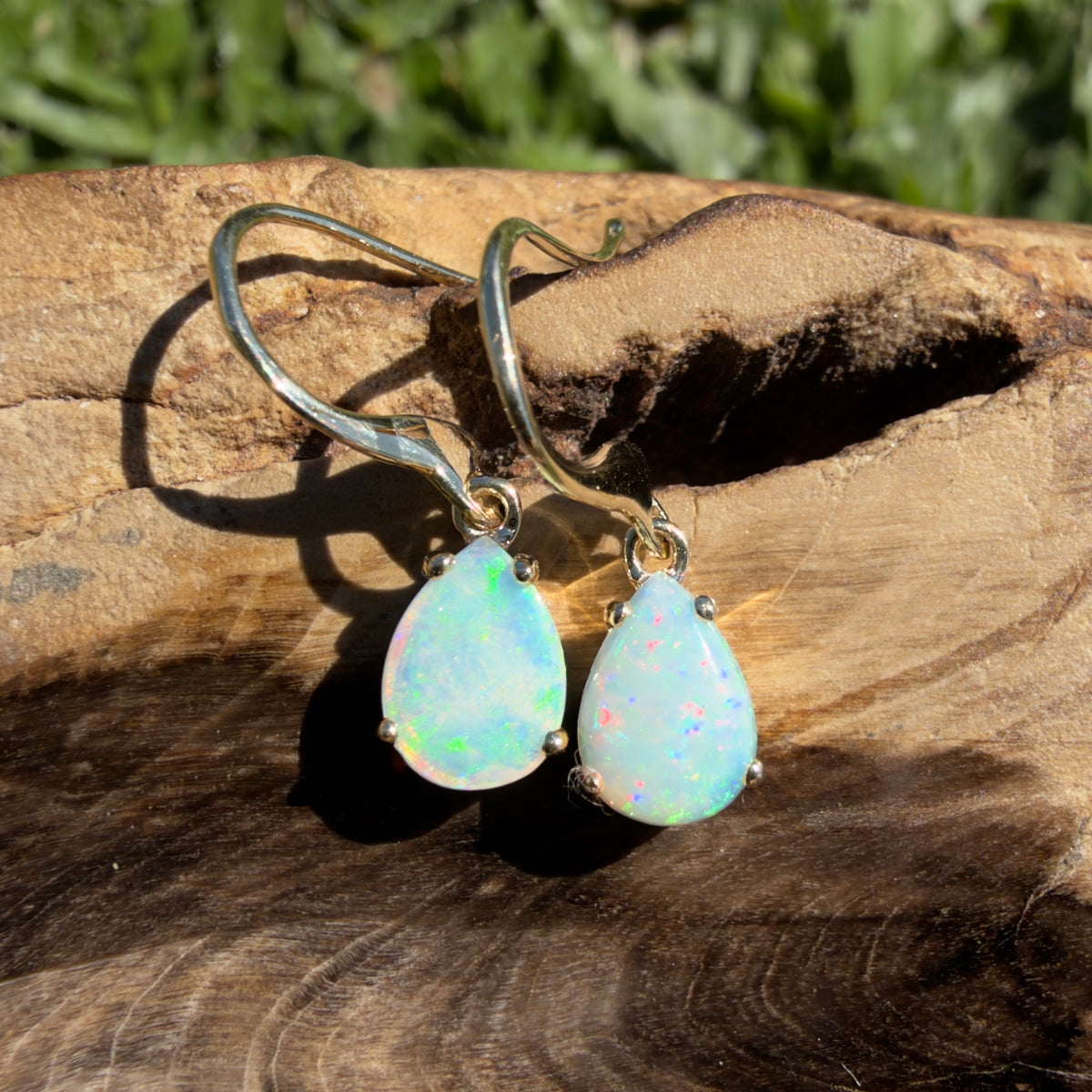 1.2ct Coober Pedy Opal Hook Earrings ~ 'Hill End Drops' | 9ct Yellow Gold | Solid Australian Opal