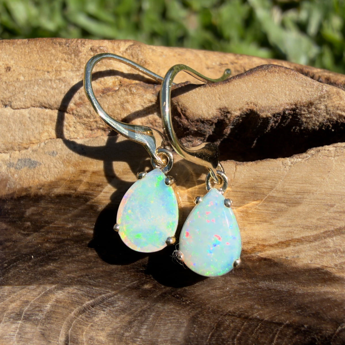 1.2ct Coober Pedy Opal Hook Earrings ~ 'Hill End Drops' | 9ct Yellow Gold | Solid Australian Opal