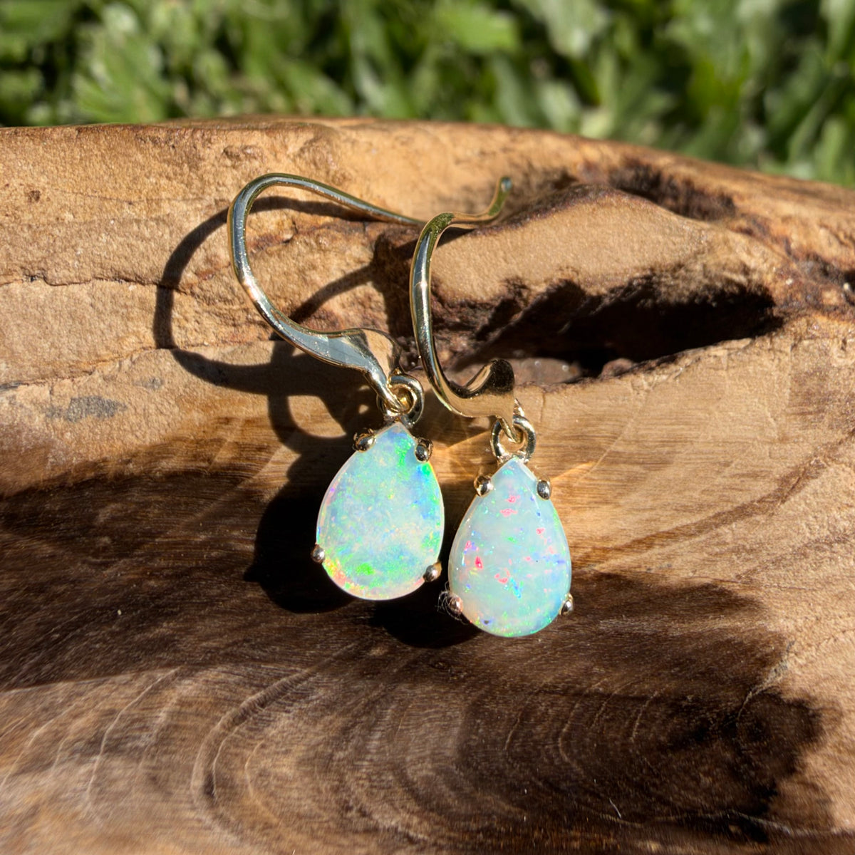 1.2ct Coober Pedy Opal Hook Earrings ~ 'Hill End Drops' | 9ct Yellow Gold | Solid Australian Opal