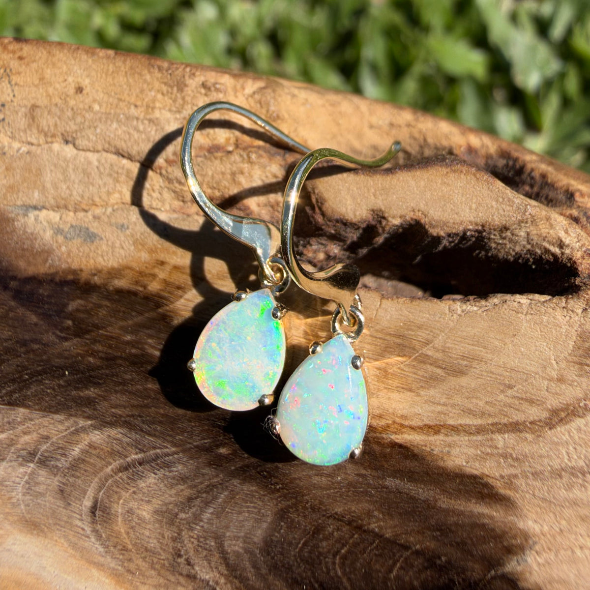 1.2ct Coober Pedy Opal Hook Earrings ~ 'Hill End Drops' | 9ct Yellow Gold | Solid Australian Opal