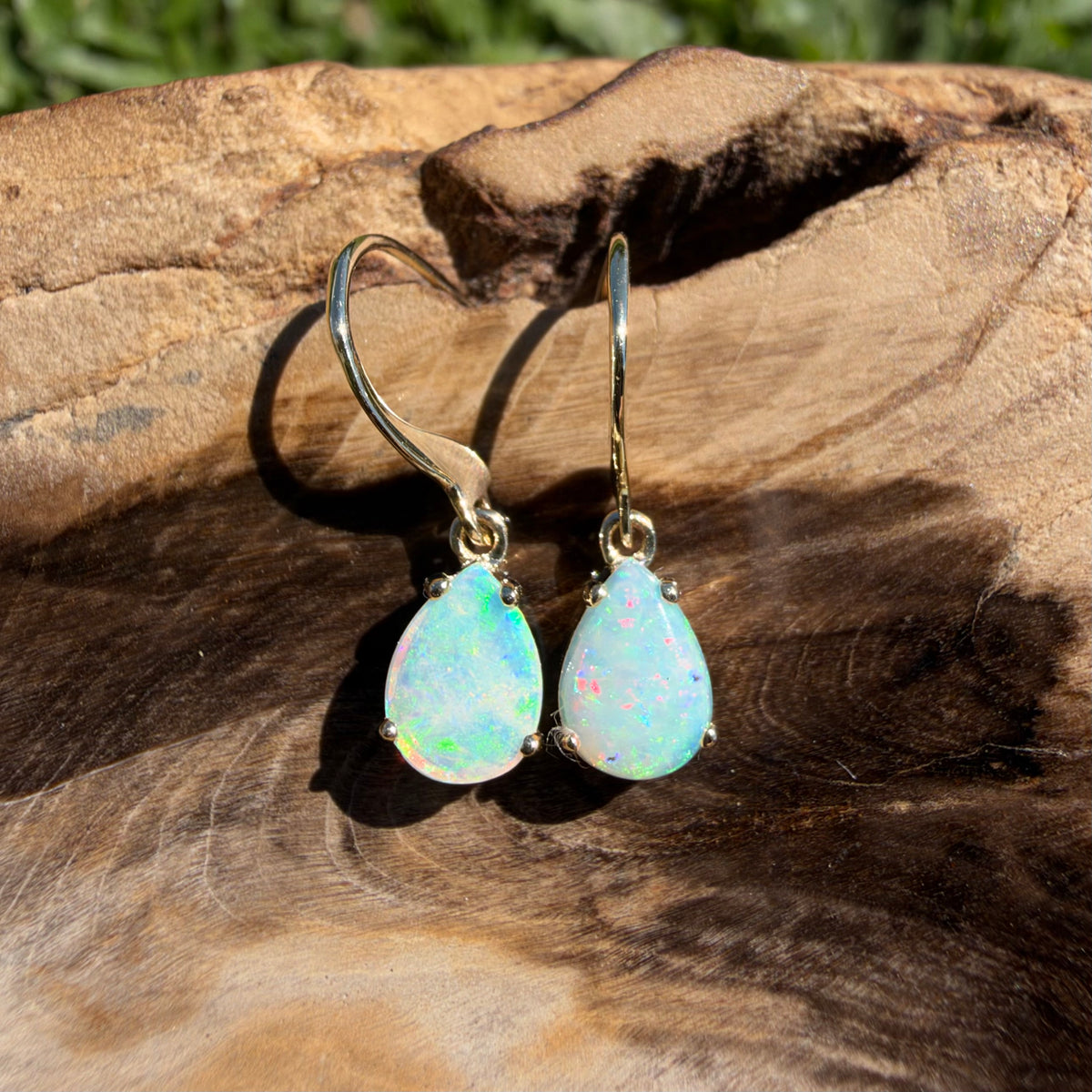 1.2ct Coober Pedy Opal Hook Earrings ~ 'Hill End Drops' | 9ct Yellow Gold | Solid Australian Opal