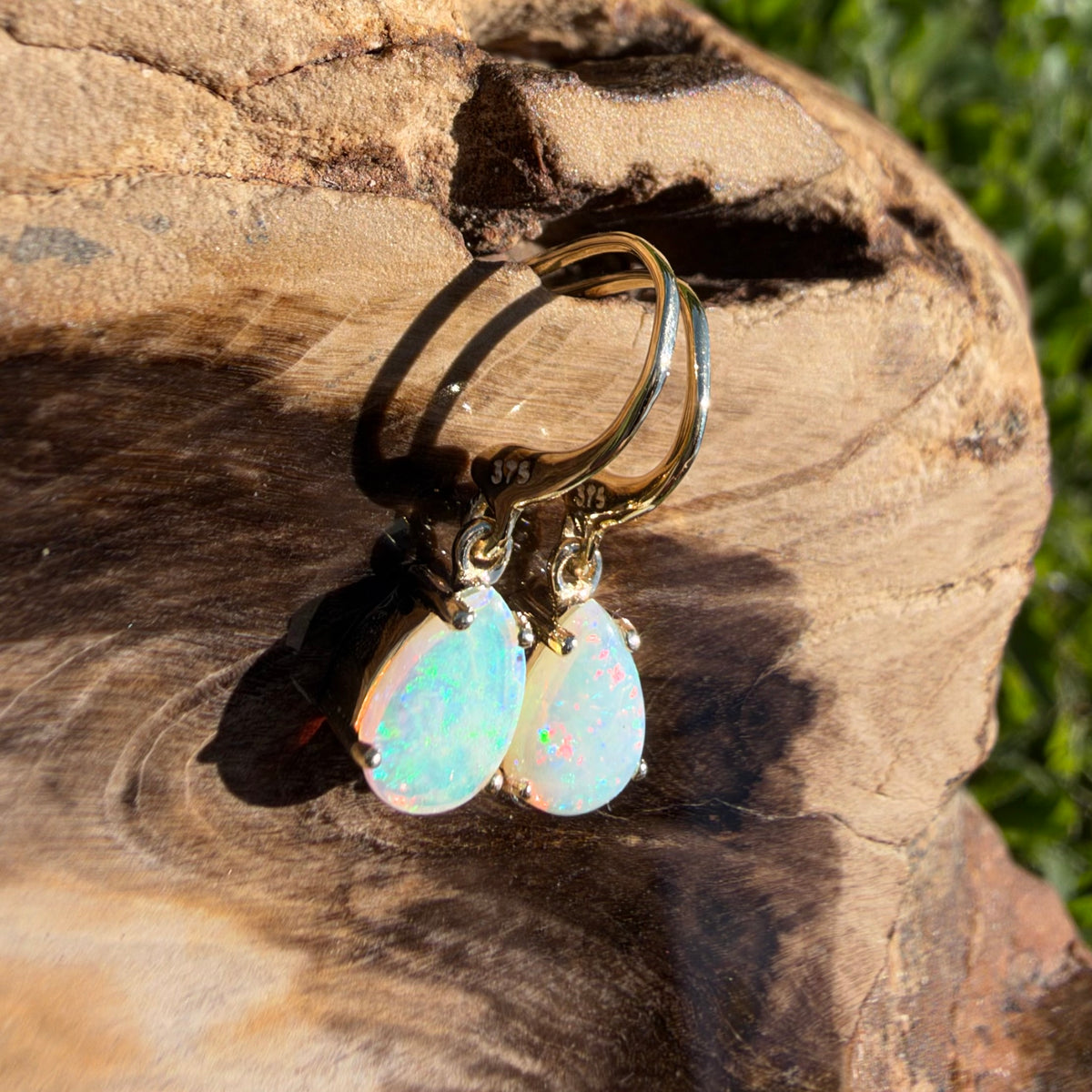 1.2ct Coober Pedy Opal Hook Earrings ~ 'Hill End Drops' | 9ct Yellow Gold | Solid Australian Opal