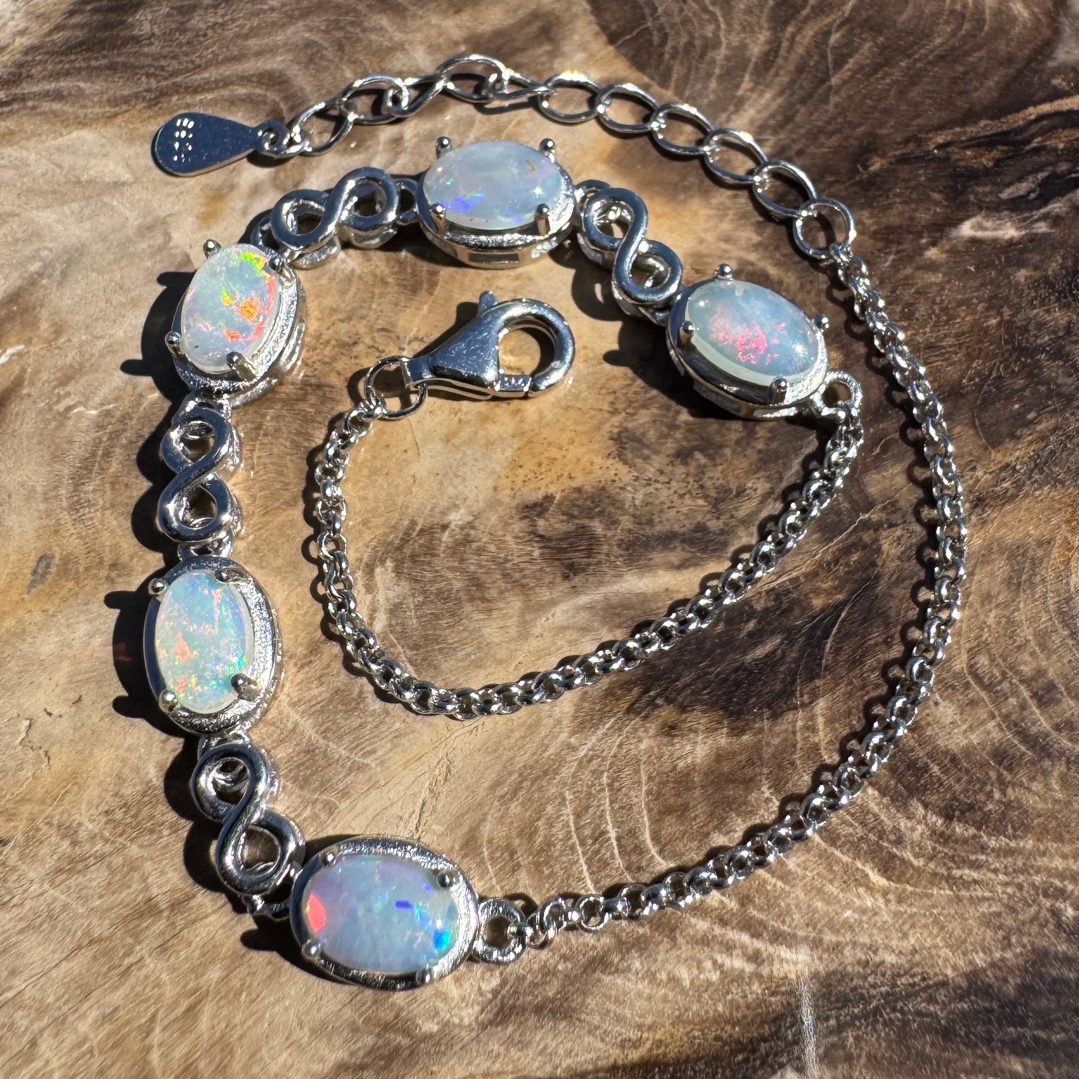 1.5ct Coober Pedy Opal Bracelet ~ 'Lambina Spectrum' | 925 Sterling Silver | Solid Australian Opal