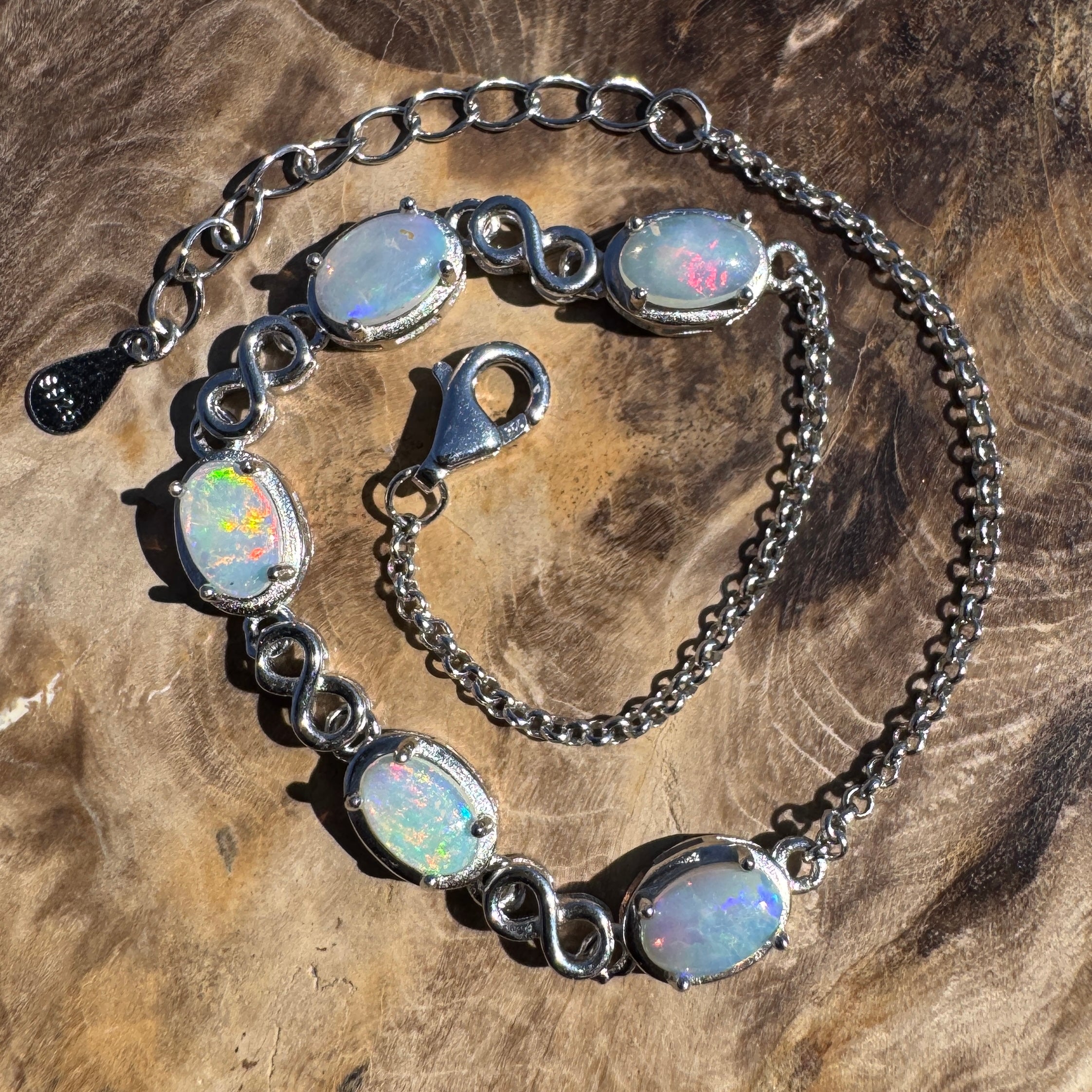 1.5ct Coober Pedy Opal Bracelet ~ 'Lambina Spectrum' | 925 Sterling Silver | Solid Australian Opal