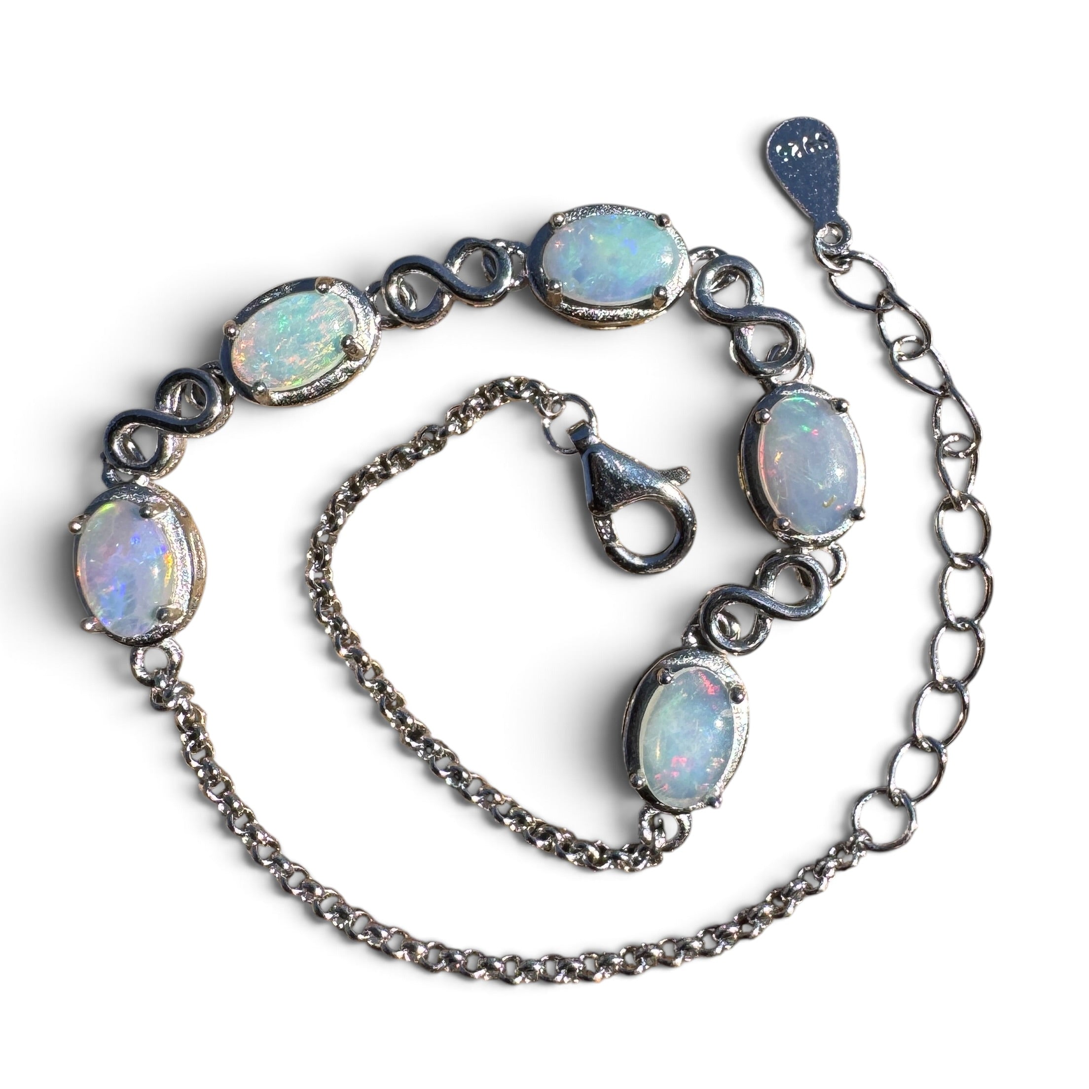 1.5ct Coober Pedy Opal Bracelet ~ 'Lambina Spectrum' | 925 Sterling Silver | Solid Australian Opal