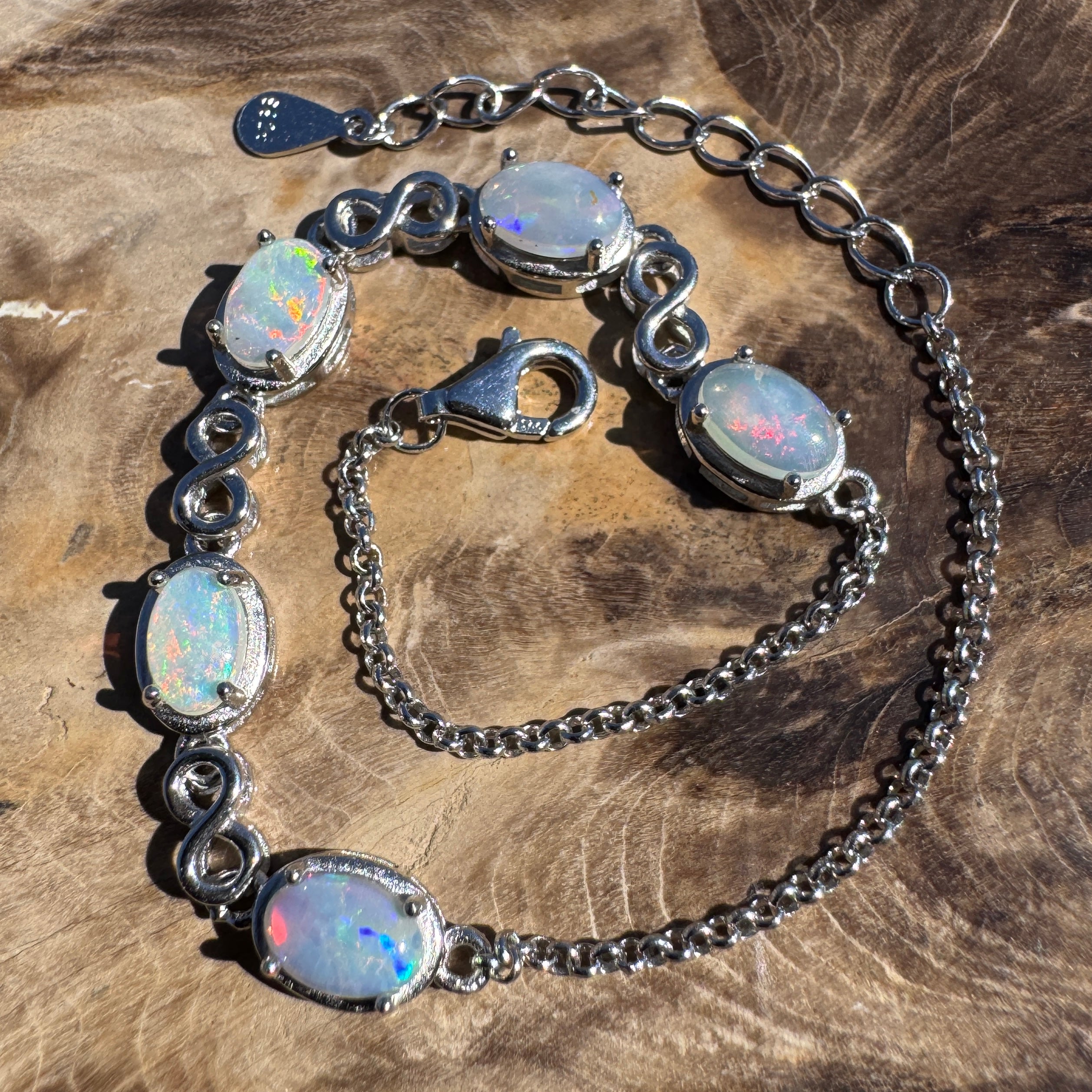 1.5ct Coober Pedy Opal Bracelet ~ 'Lambina Spectrum' | 925 Sterling Silver | Solid Australian Opal