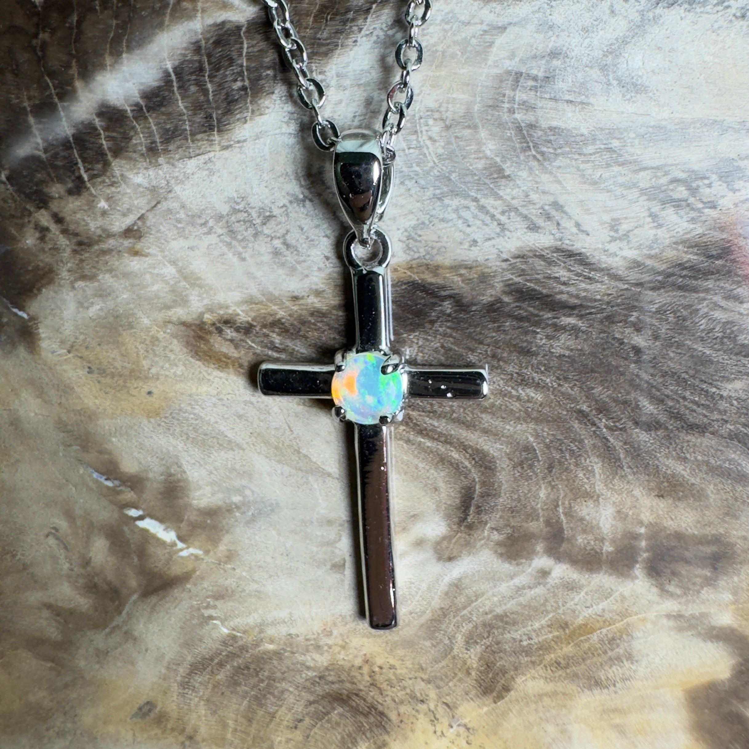 Coral Sea Lightfall ~ 0.2ct Lightning Ridge Crystal Opal 925 Silver Pendant