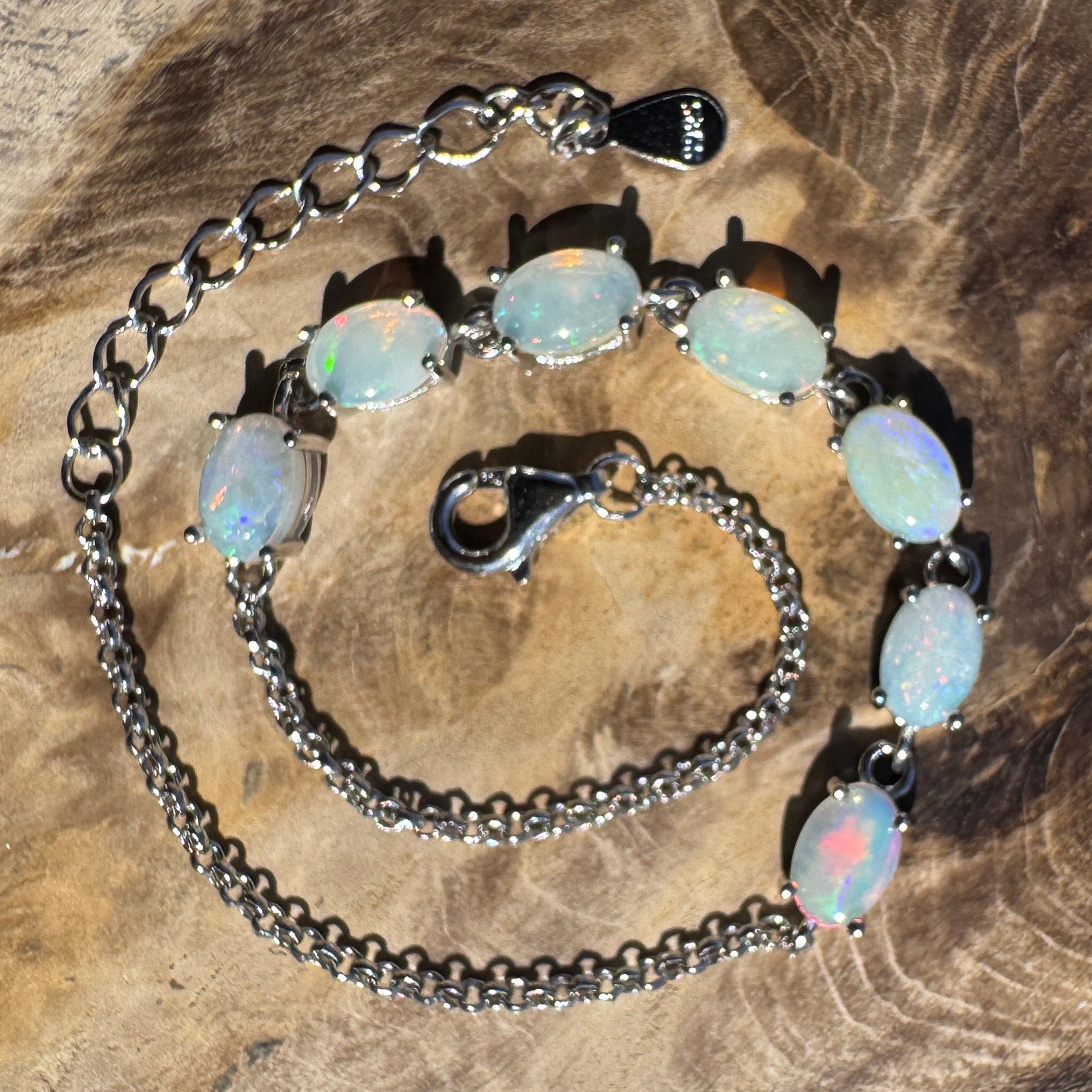 2.1ct Coober Pedy Opal Bracelet ~ 'Stuart Seven' | 925 Sterling Silver | Solid Australian Opal