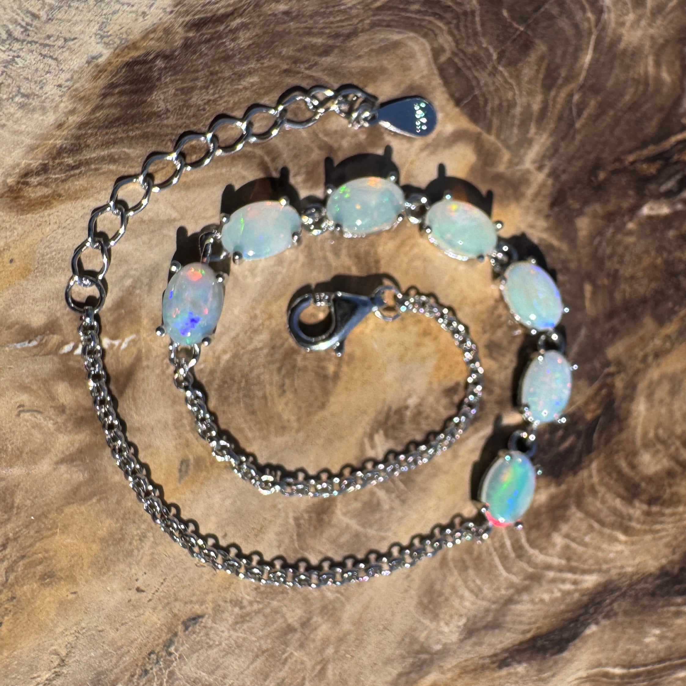 2.1ct Coober Pedy Opal Bracelet ~ 'Stuart Seven' | 925 Sterling Silver | Solid Australian Opal