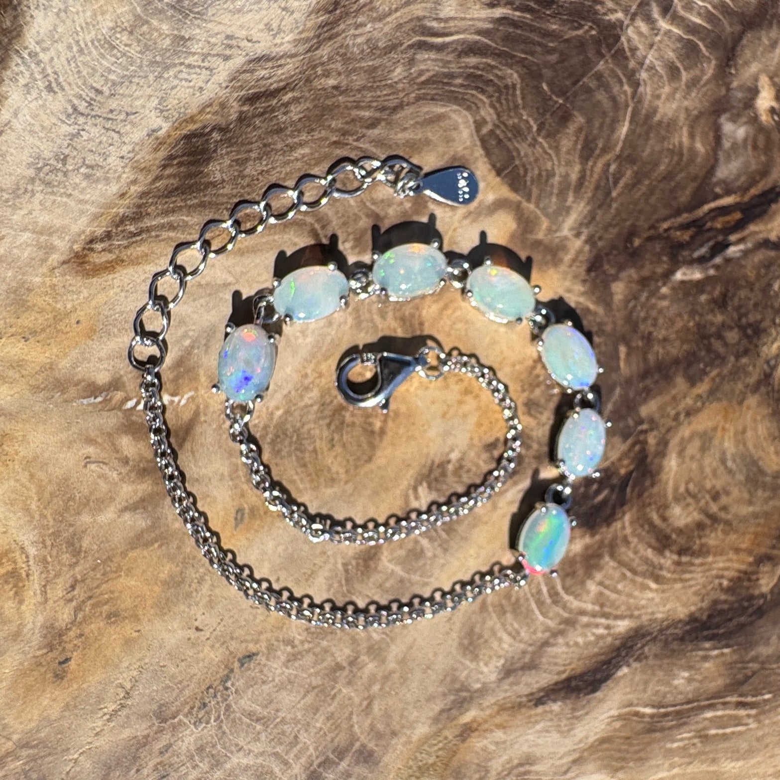 2.1ct Coober Pedy Opal Bracelet ~ 'Stuart Seven' | 925 Sterling Silver | Solid Australian Opal