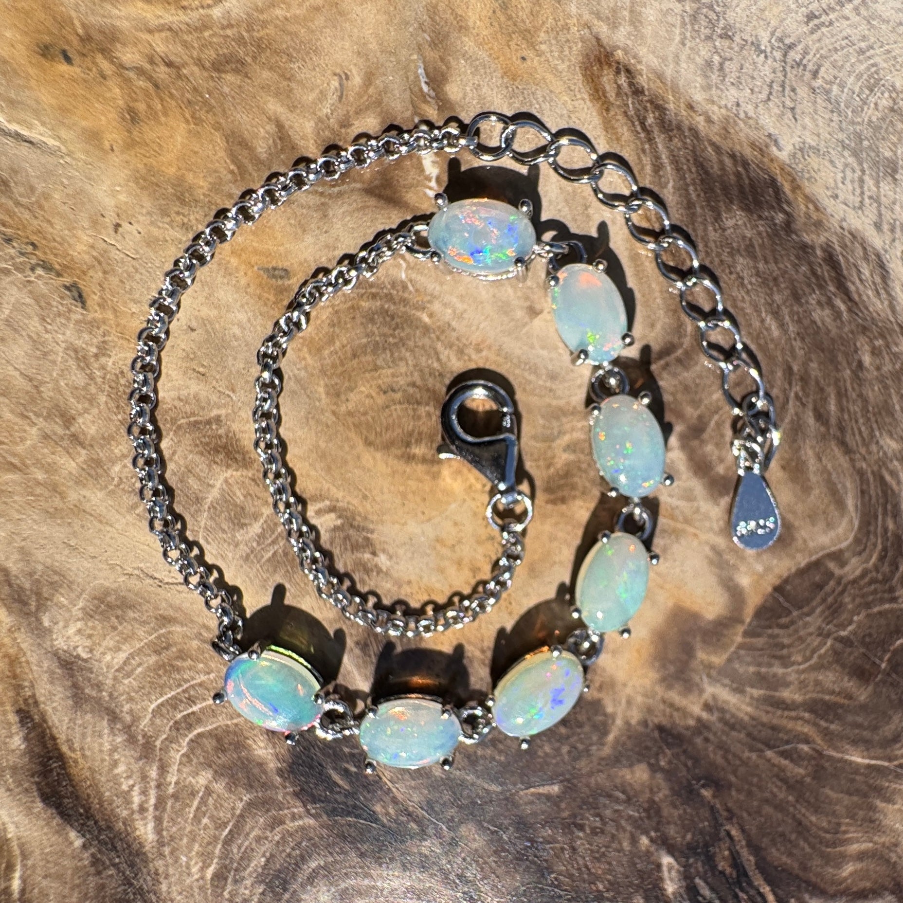 2.1ct Coober Pedy Opal Bracelet ~ 'Stuart Seven' | 925 Sterling Silver | Solid Australian Opal