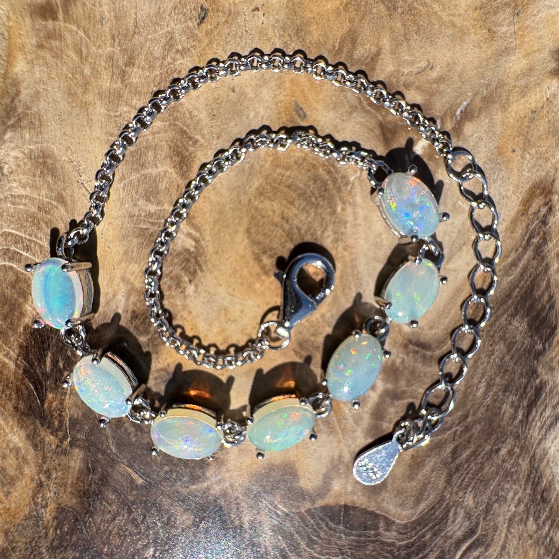 2.1ct Coober Pedy Opal Bracelet ~ 'Stuart Seven' | 925 Sterling Silver | Solid Australian Opal