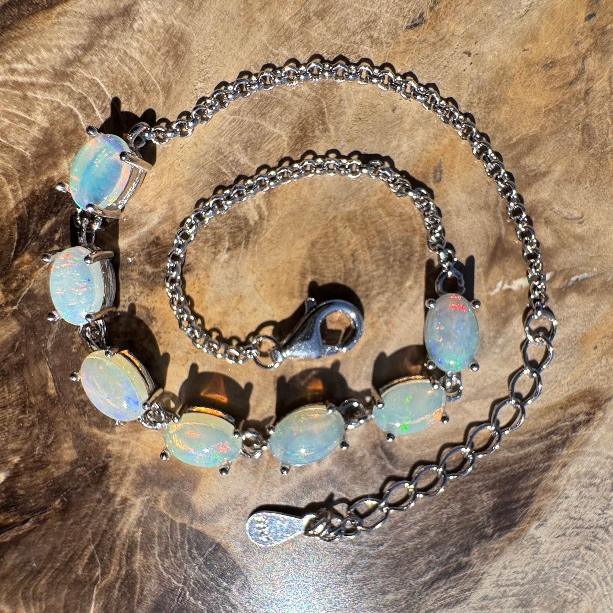 2.1ct Coober Pedy Opal Bracelet ~ 'Stuart Seven' | 925 Sterling Silver | Solid Australian Opal