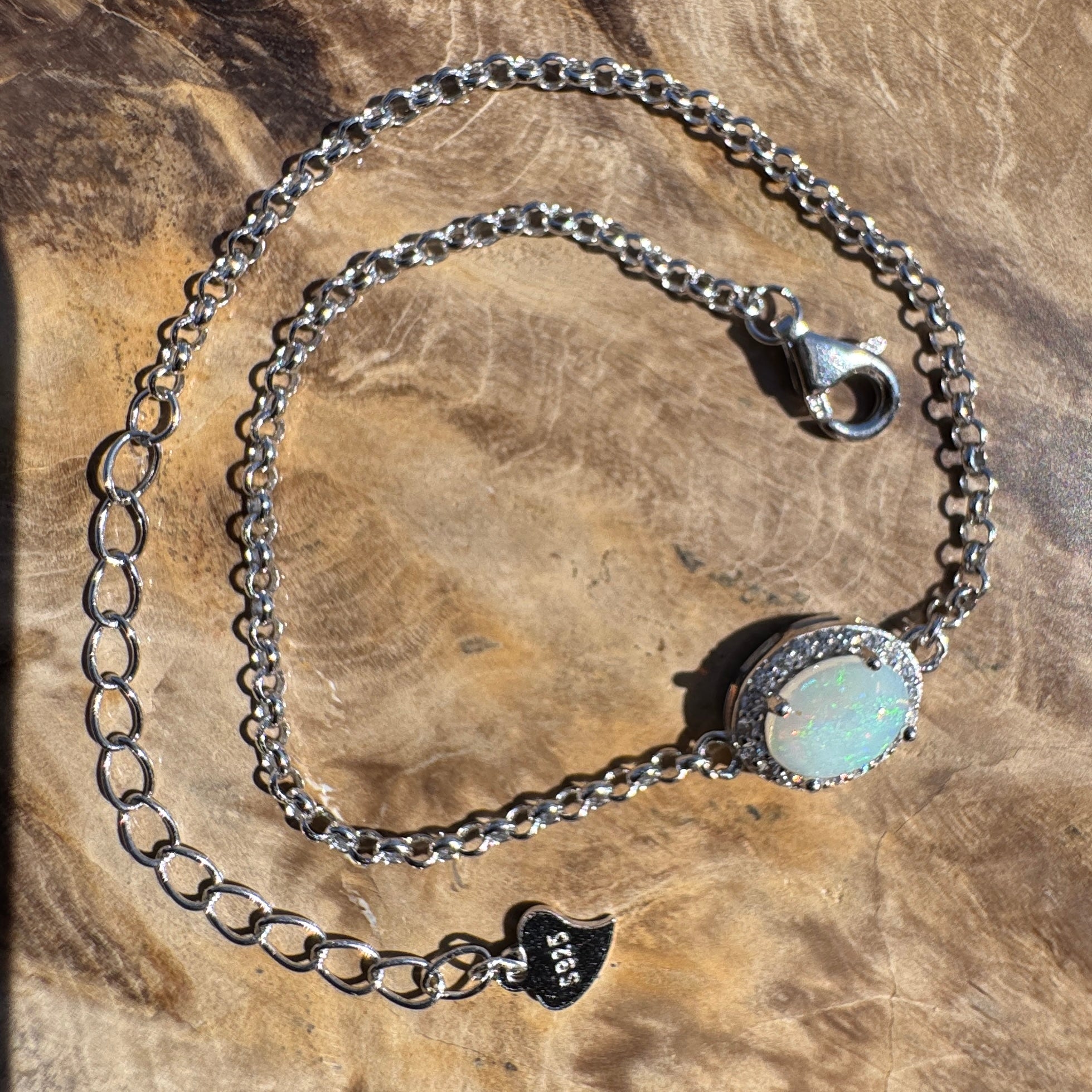 0.7ct Coober Pedy Opal Bracelet ~ 'Lake Cadibarrawirracanna Blue' | 925 Sterling Silver | Solid Australian Opal