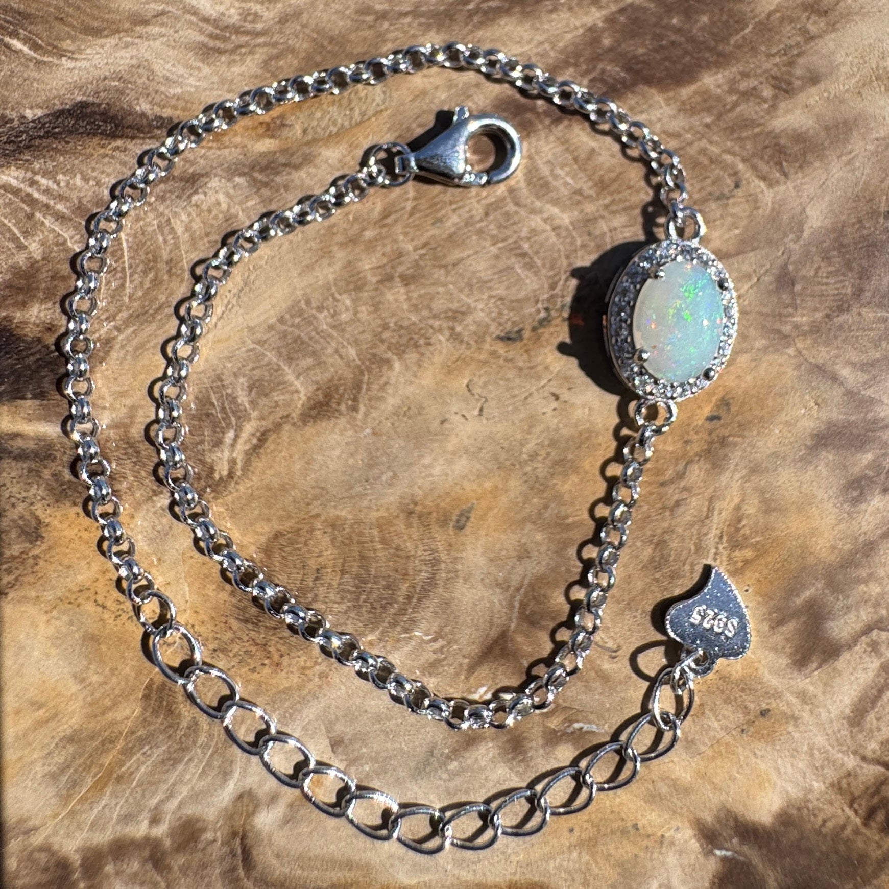 0.7ct Coober Pedy Opal Bracelet ~ 'Lake Cadibarrawirracanna Blue' | 925 Sterling Silver | Solid Australian Opal
