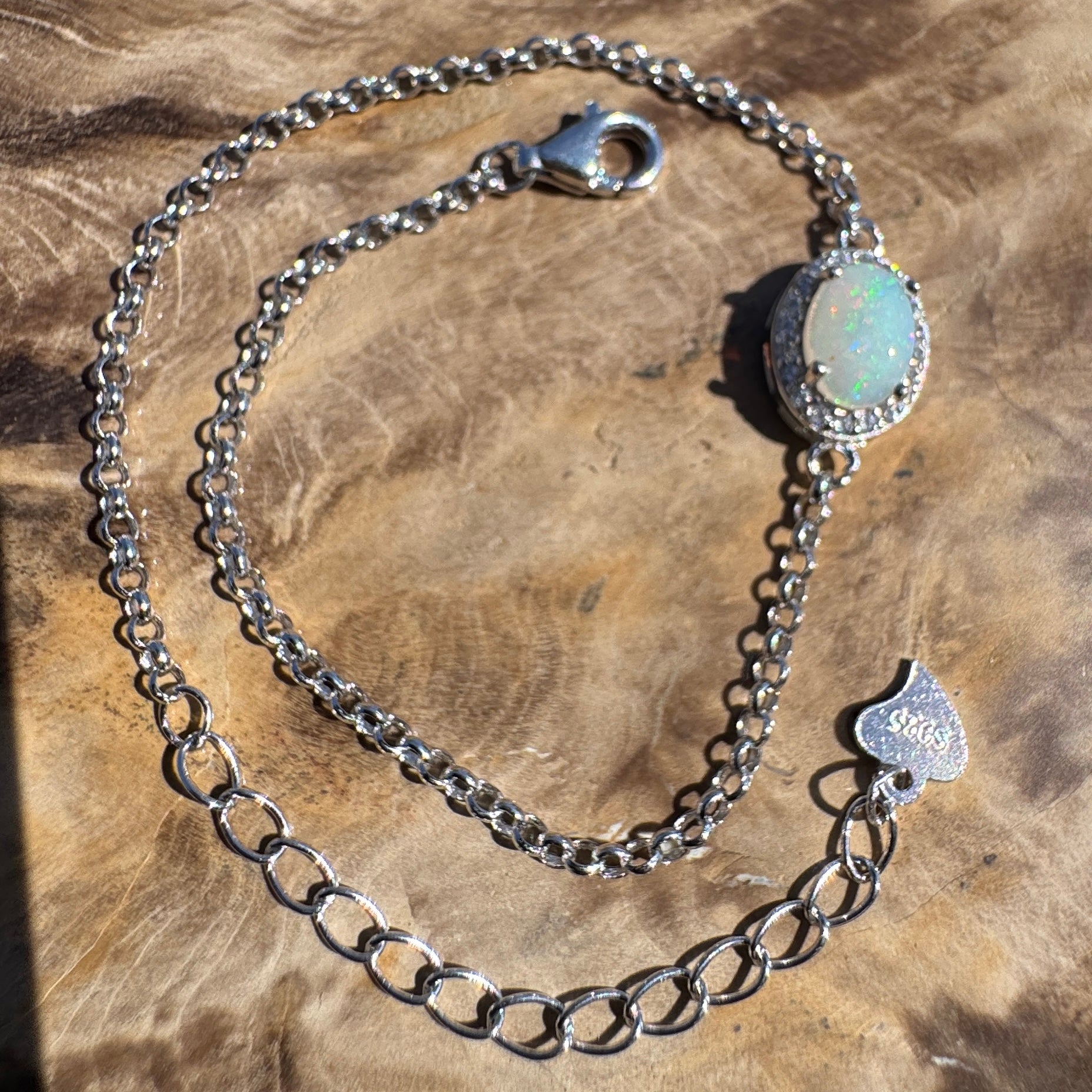 0.7ct Coober Pedy Opal Bracelet ~ 'Lake Cadibarrawirracanna Blue' | 925 Sterling Silver | Solid Australian Opal