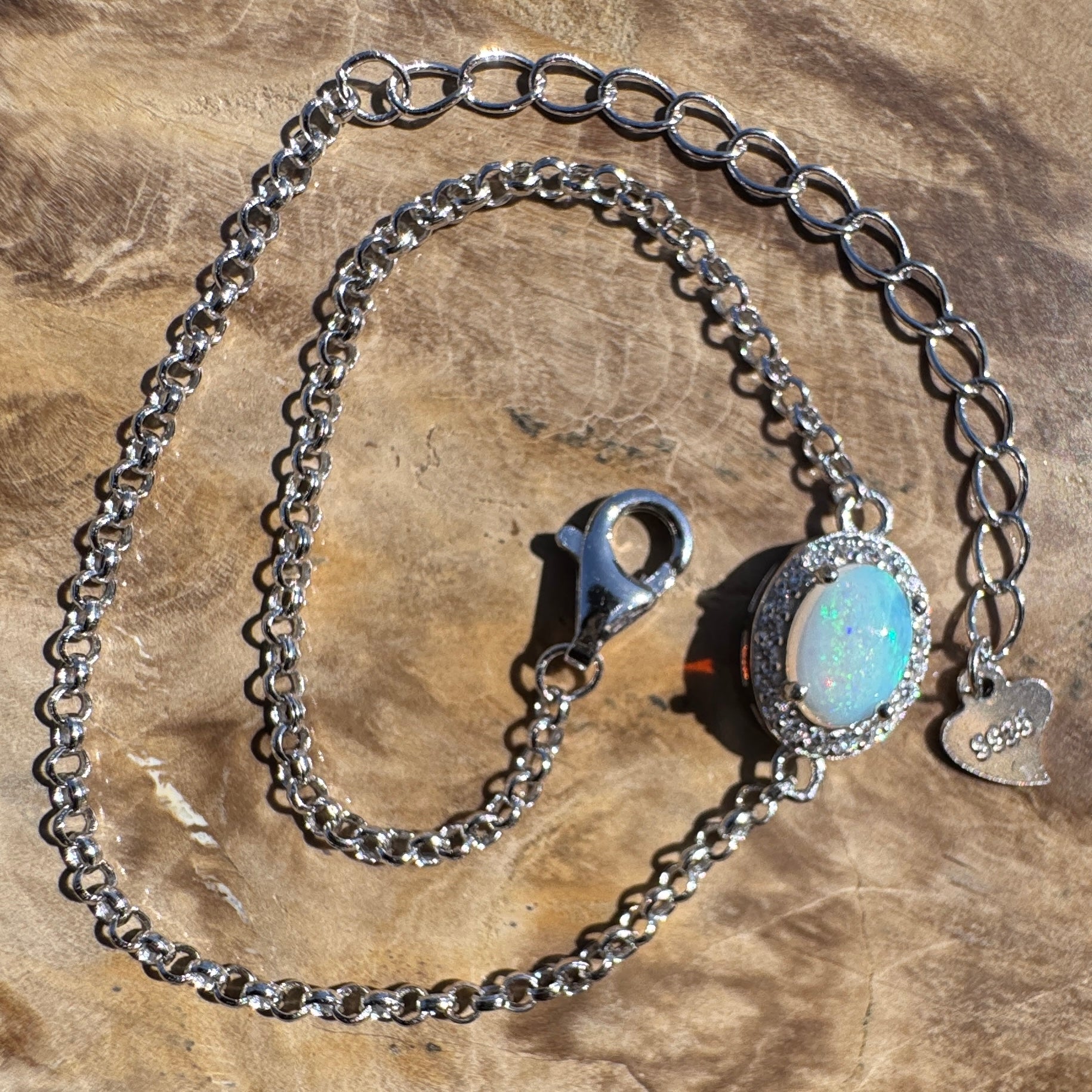 0.7ct Coober Pedy Opal Bracelet ~ 'Neales River Blue' | 925 Sterling Silver | Solid Australian Opal