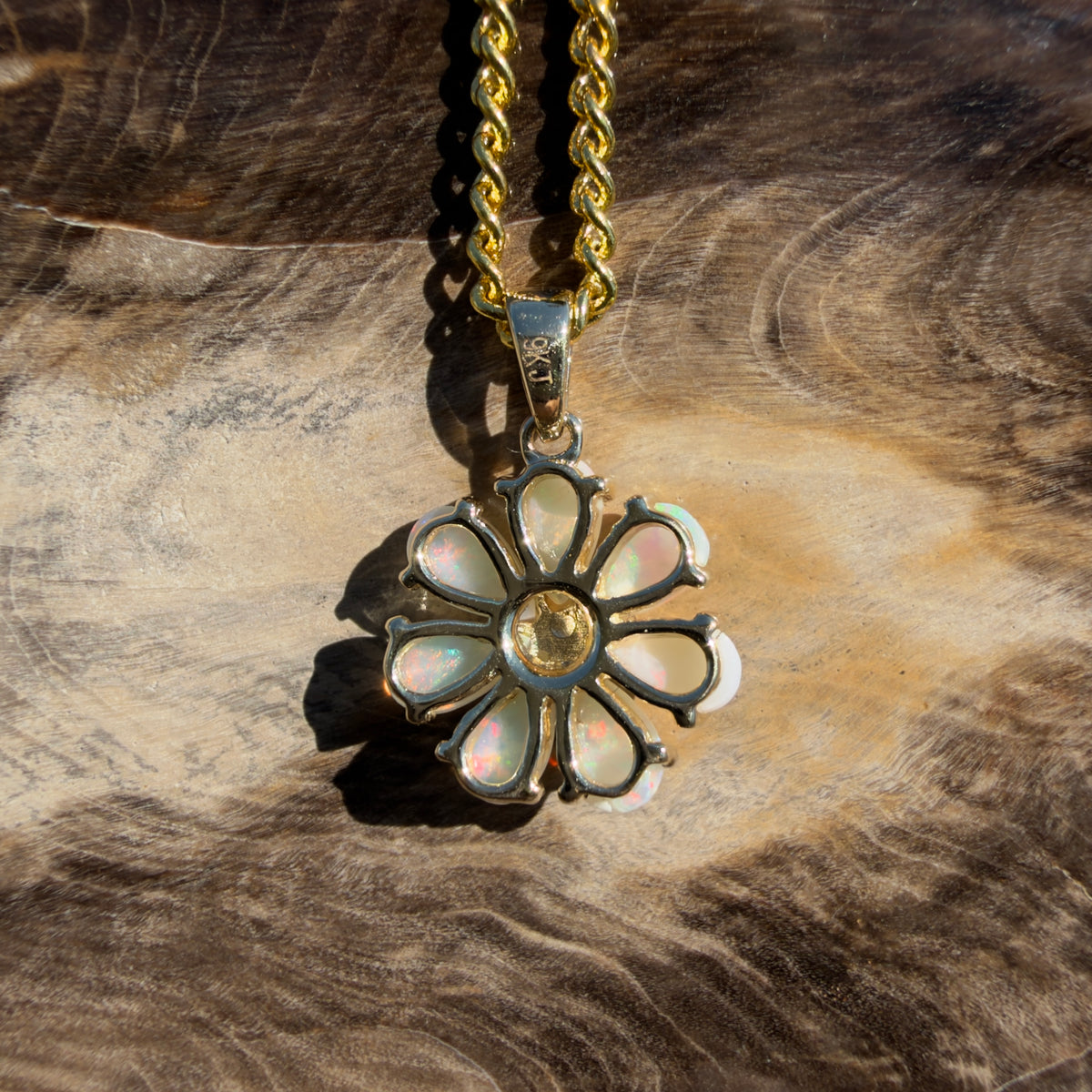1.5ct Coober Pedy Opal Pendant Necklace ~ 'Coorong Spark' | 9ct Yellow Gold | Solid Australian Opal