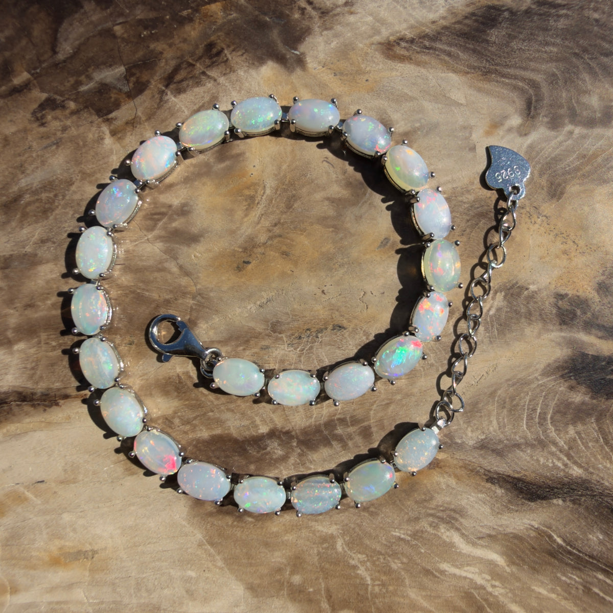 8.6ct Coober Pedy Opal Bracelet ~ 'Pinnacles Starlight' | 925 Sterling Silver | Solid Australian Opal
