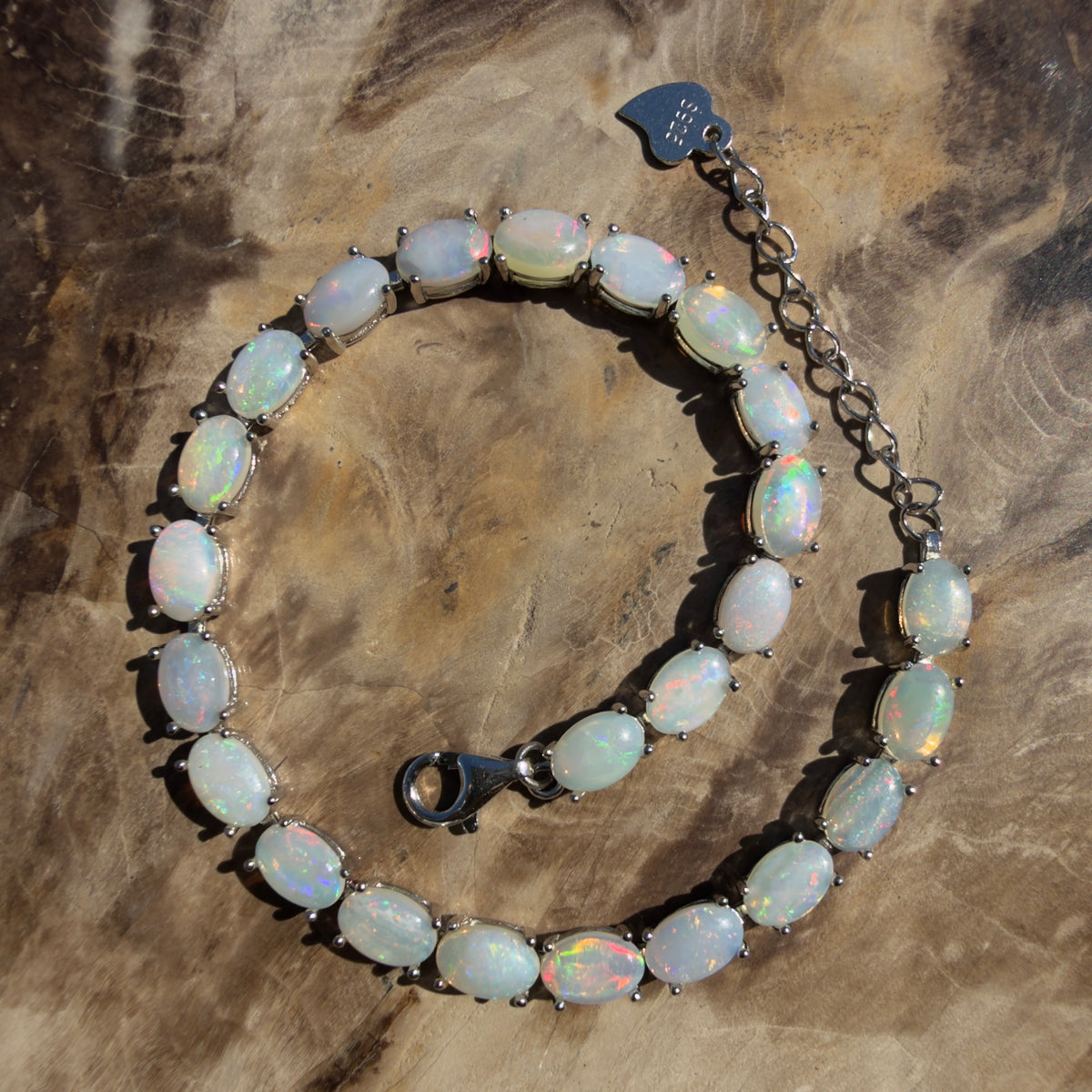 8.6ct Coober Pedy Opal Bracelet ~ 'Pinnacles Starlight' | 925 Sterling Silver | Solid Australian Opal