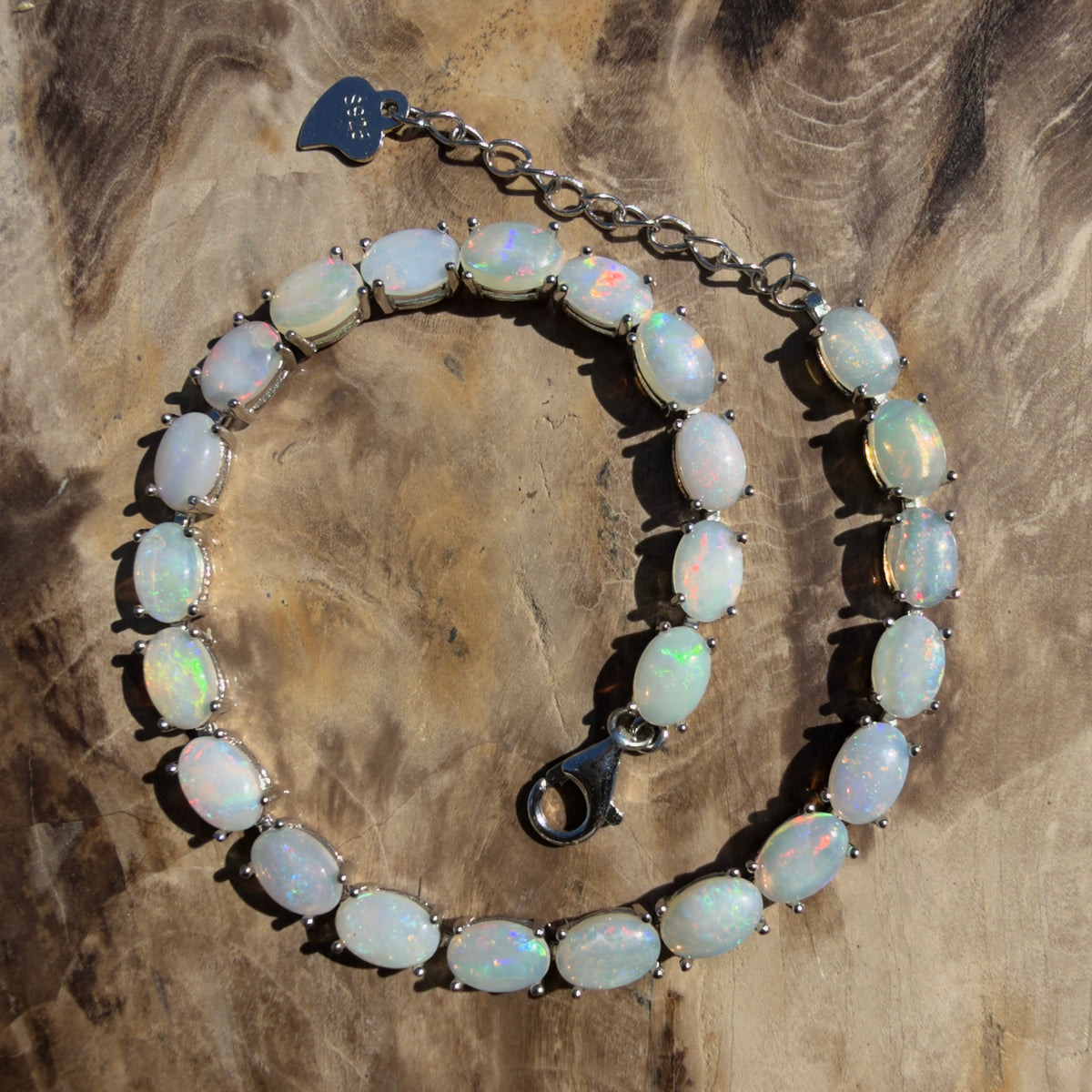 8.6ct Coober Pedy Opal Bracelet ~ 'Pinnacles Starlight' | 925 Sterling Silver | Solid Australian Opal