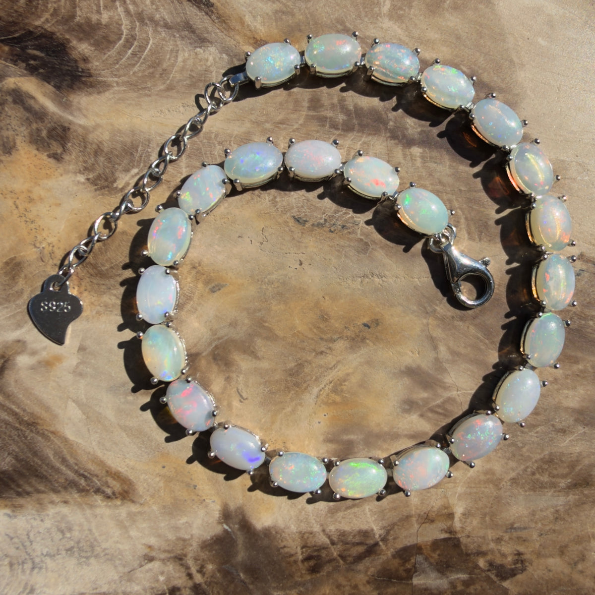 8.6ct Coober Pedy Opal Bracelet ~ 'Pinnacles Starlight' | 925 Sterling Silver | Solid Australian Opal