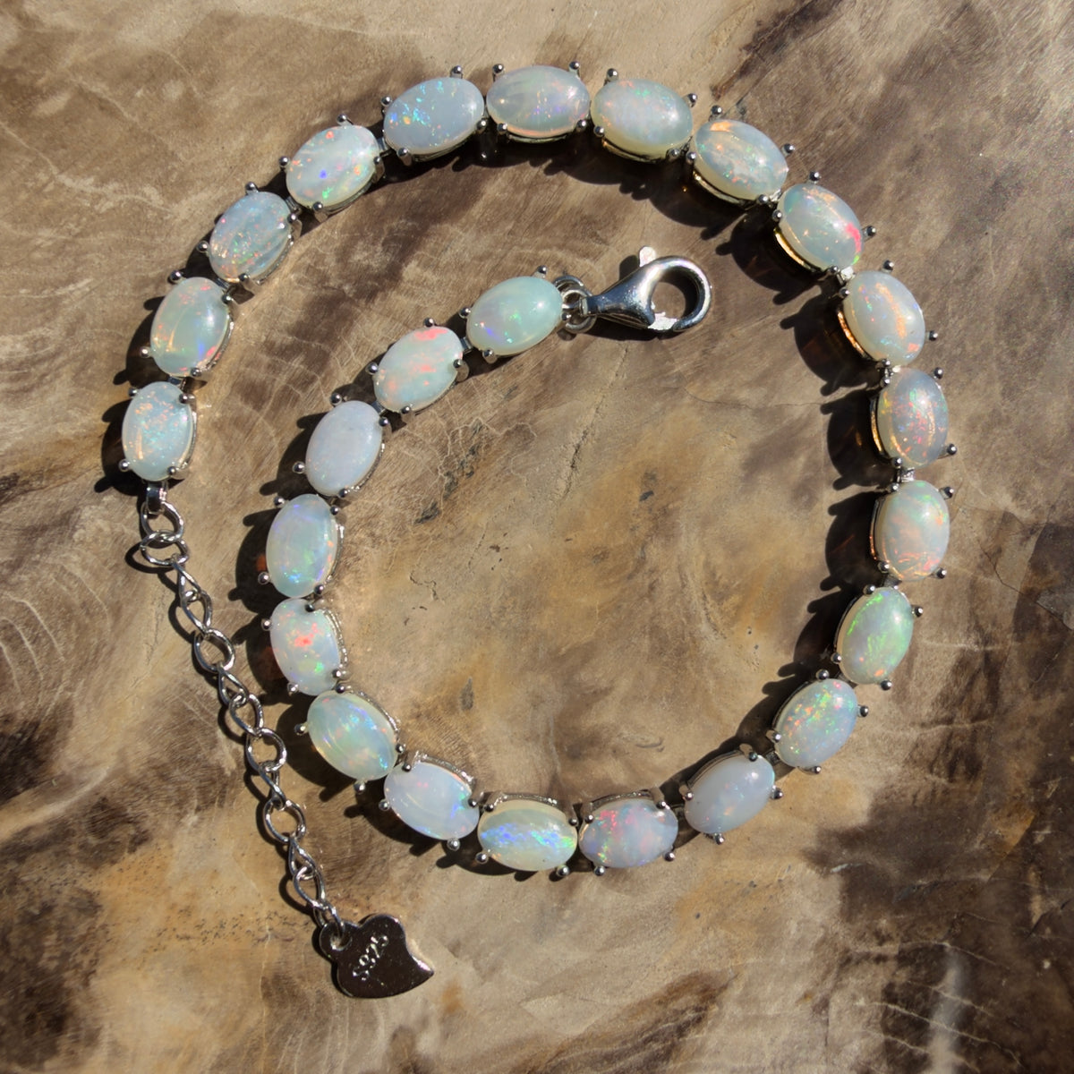 8.6ct Coober Pedy Opal Bracelet ~ 'Pinnacles Starlight' | 925 Sterling Silver | Solid Australian Opal