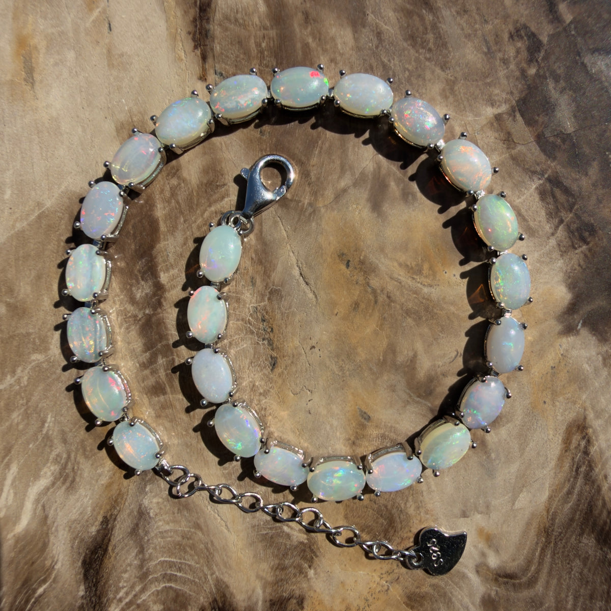8.6ct Coober Pedy Opal Bracelet ~ 'Pinnacles Starlight' | 925 Sterling Silver | Solid Australian Opal
