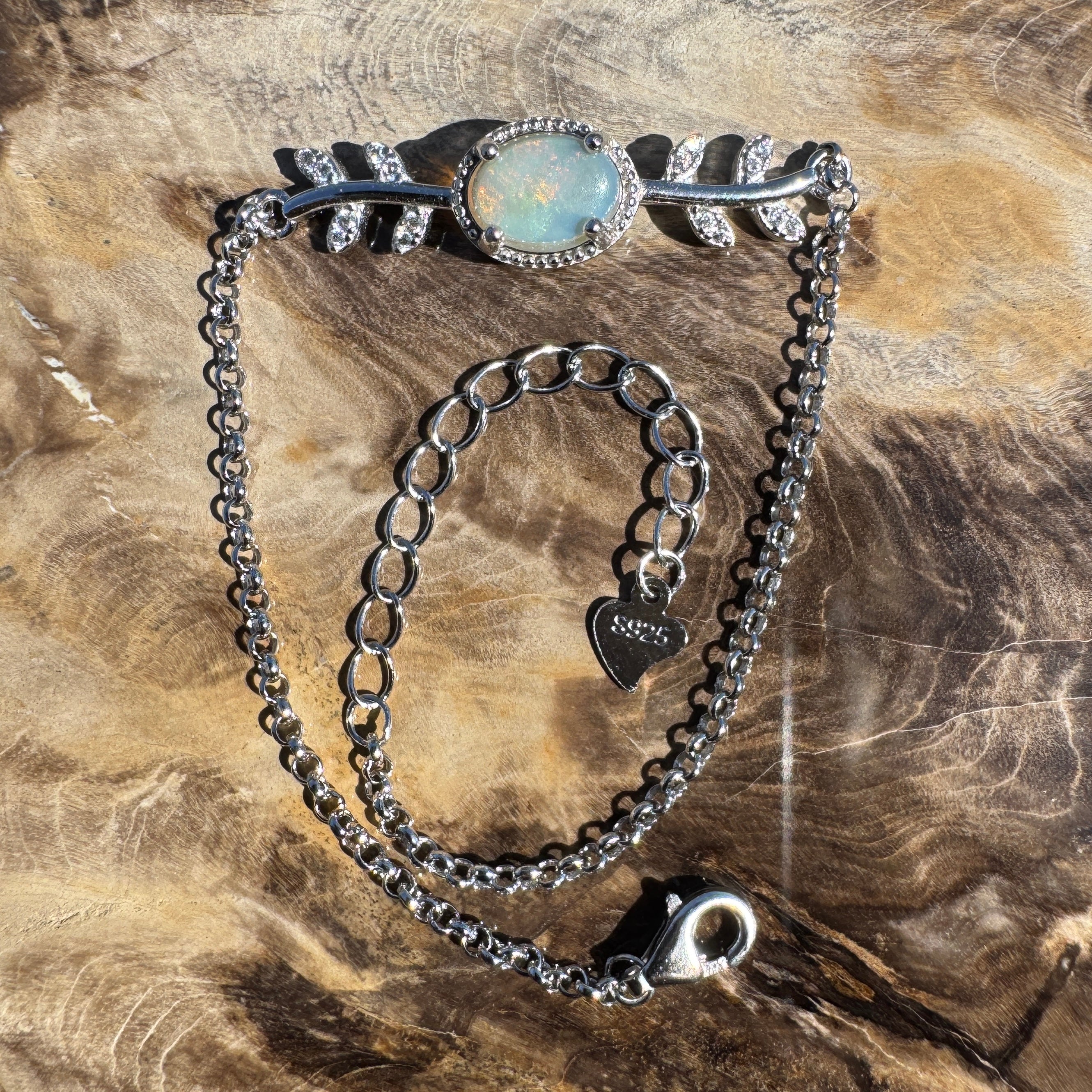 0.7ct Coober Pedy Opal Bracelet ~ 'Marree Red' | 925 Sterling Silver | Solid Australian Opal