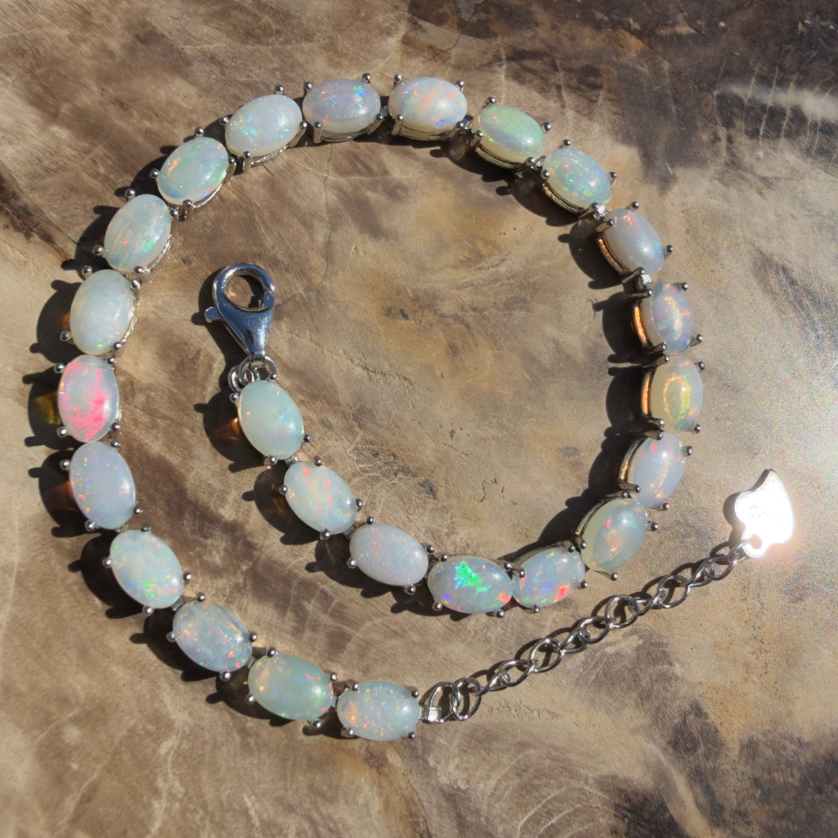 8.6ct Coober Pedy Opal Bracelet ~ 'Pinnacles Starlight' | 925 Sterling Silver | Solid Australian Opal