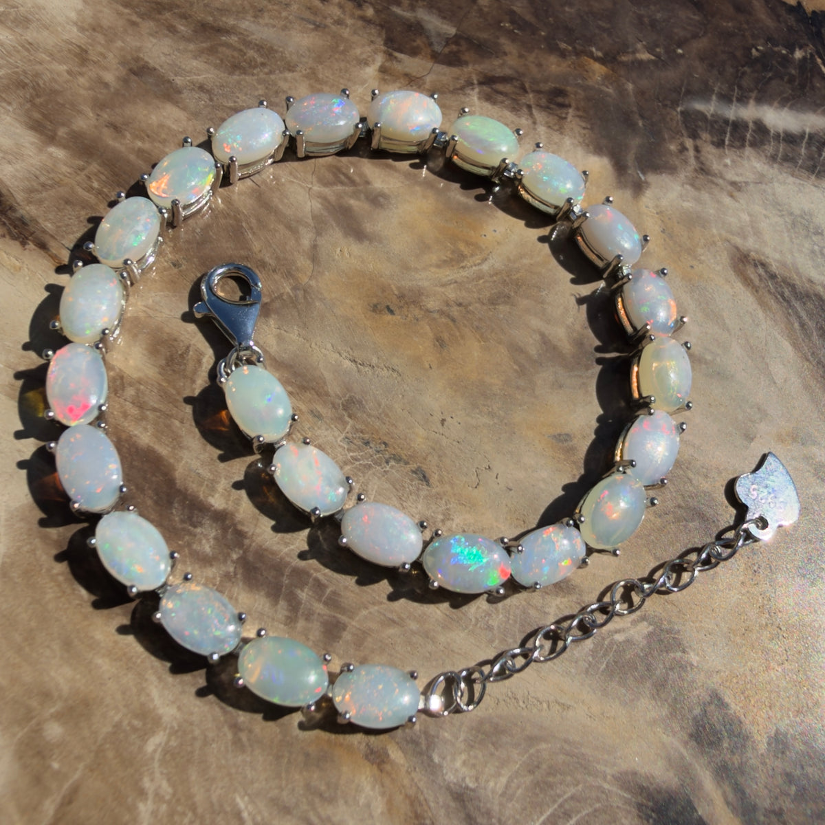 8.6ct Coober Pedy Opal Bracelet ~ 'Pinnacles Starlight' | 925 Sterling Silver | Solid Australian Opal