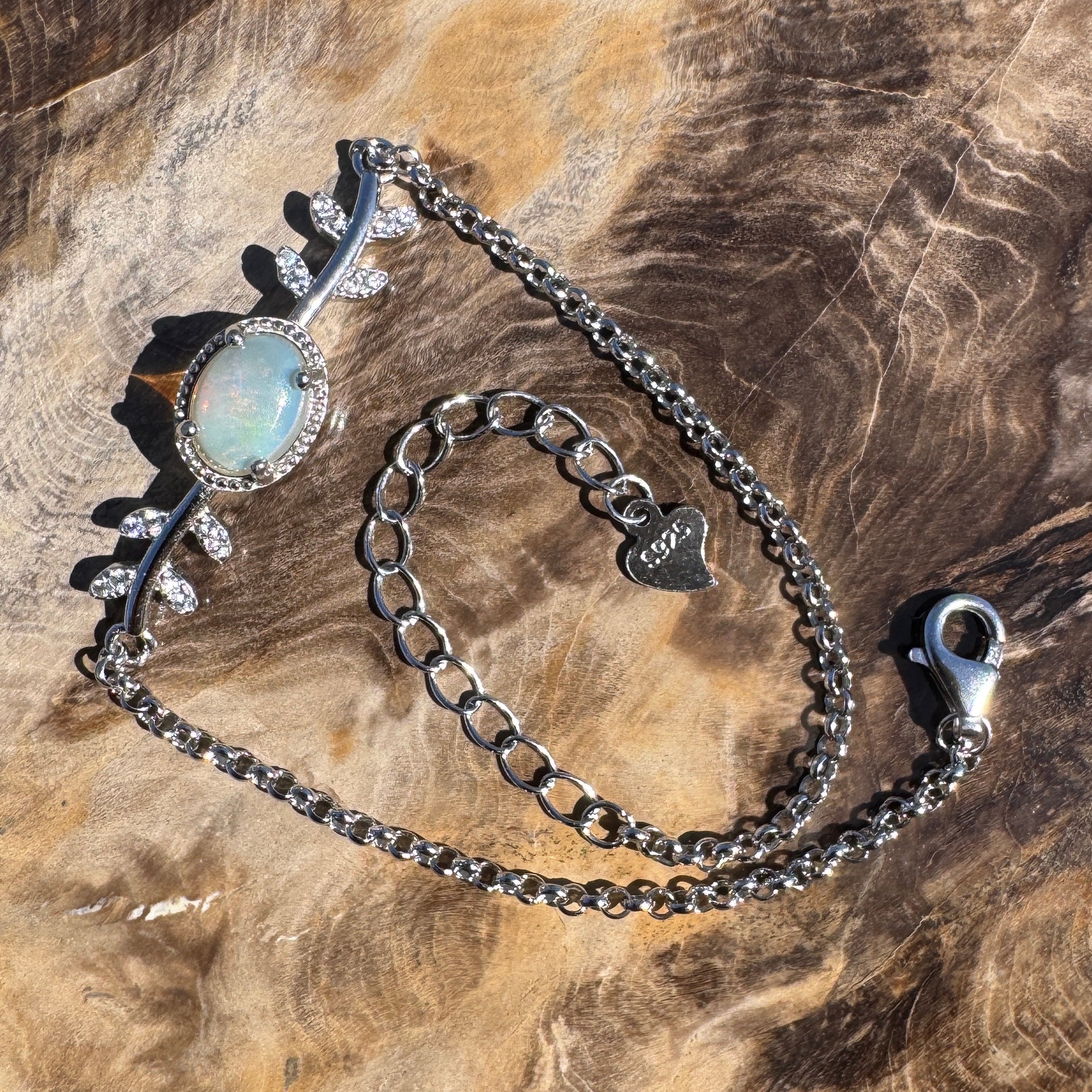 0.7ct Coober Pedy Opal Bracelet ~ 'Marree Red' | 925 Sterling Silver | Solid Australian Opal