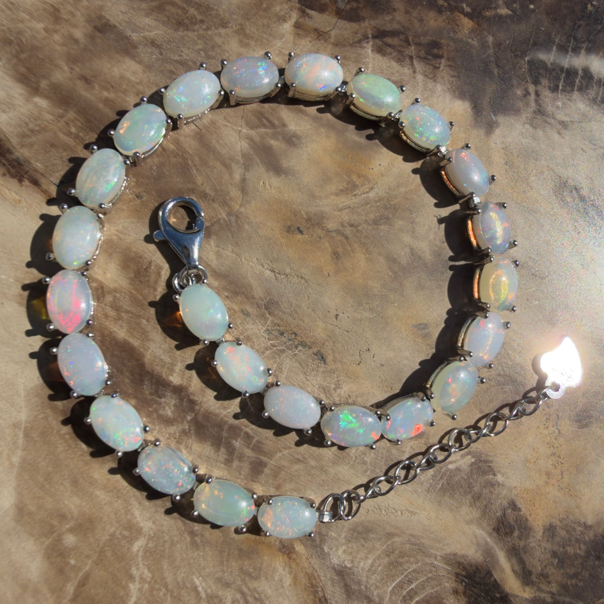 8.6ct Coober Pedy Opal Bracelet ~ 'Pinnacles Starlight' | 925 Sterling Silver | Solid Australian Opal