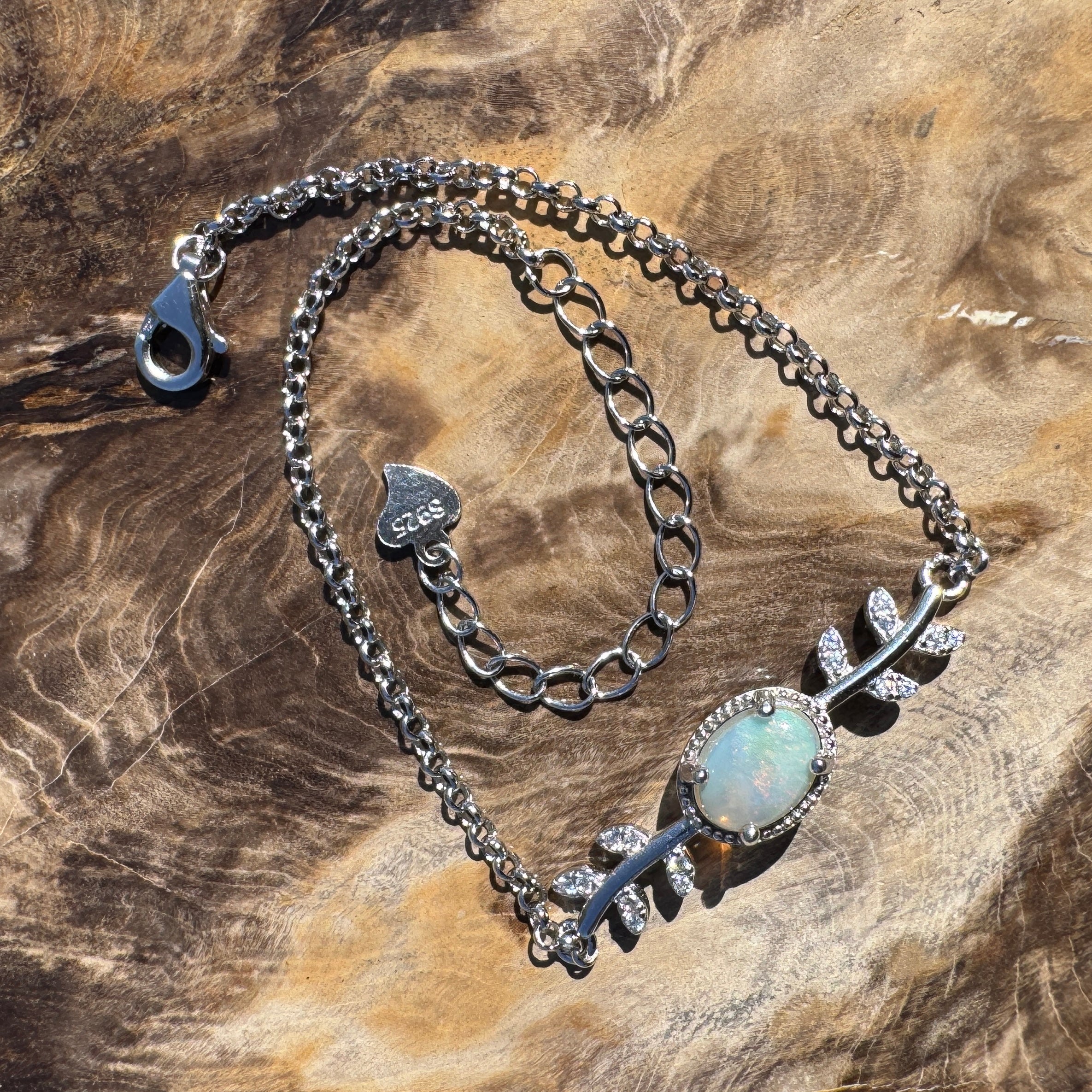 0.7ct Coober Pedy Opal Bracelet ~ 'Marree Red' | 925 Sterling Silver | Solid Australian Opal