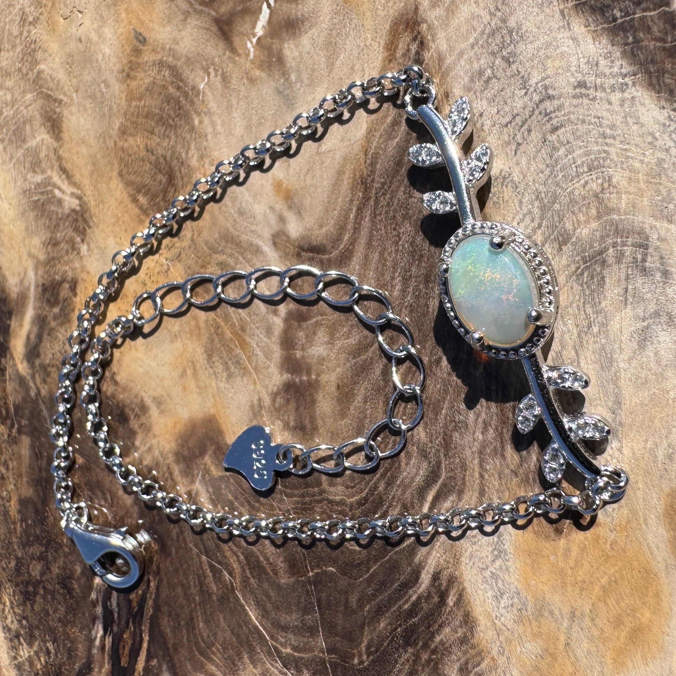0.7ct Coober Pedy Opal Bracelet ~ 'Marree Red' | 925 Sterling Silver | Solid Australian Opal