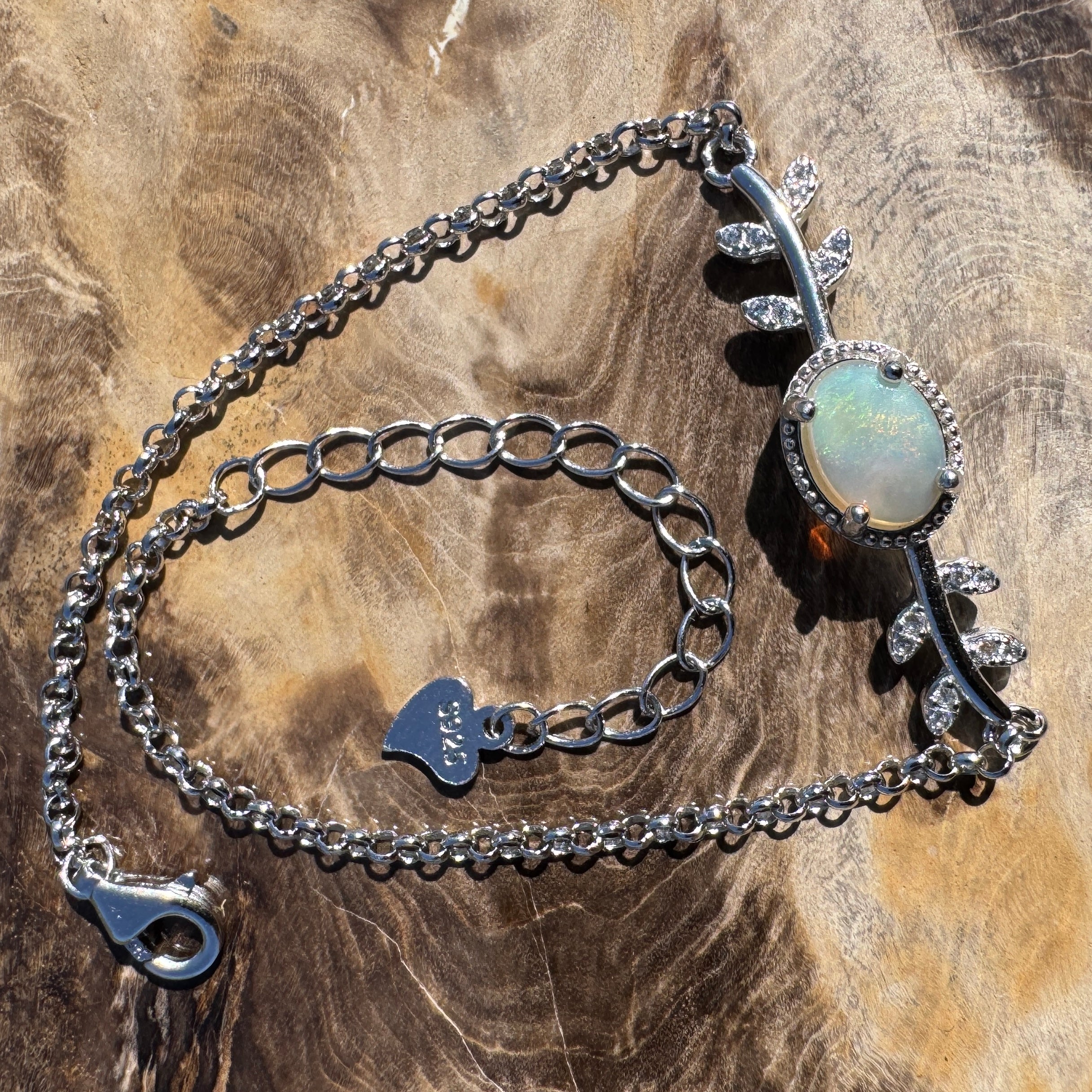 0.7ct Coober Pedy Opal Bracelet ~ 'Marree Red' | 925 Sterling Silver | Solid Australian Opal